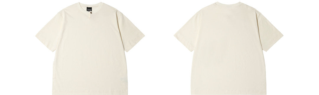 ヘンリーネック 半袖Tシャツ隠しポケット付き  LOM065