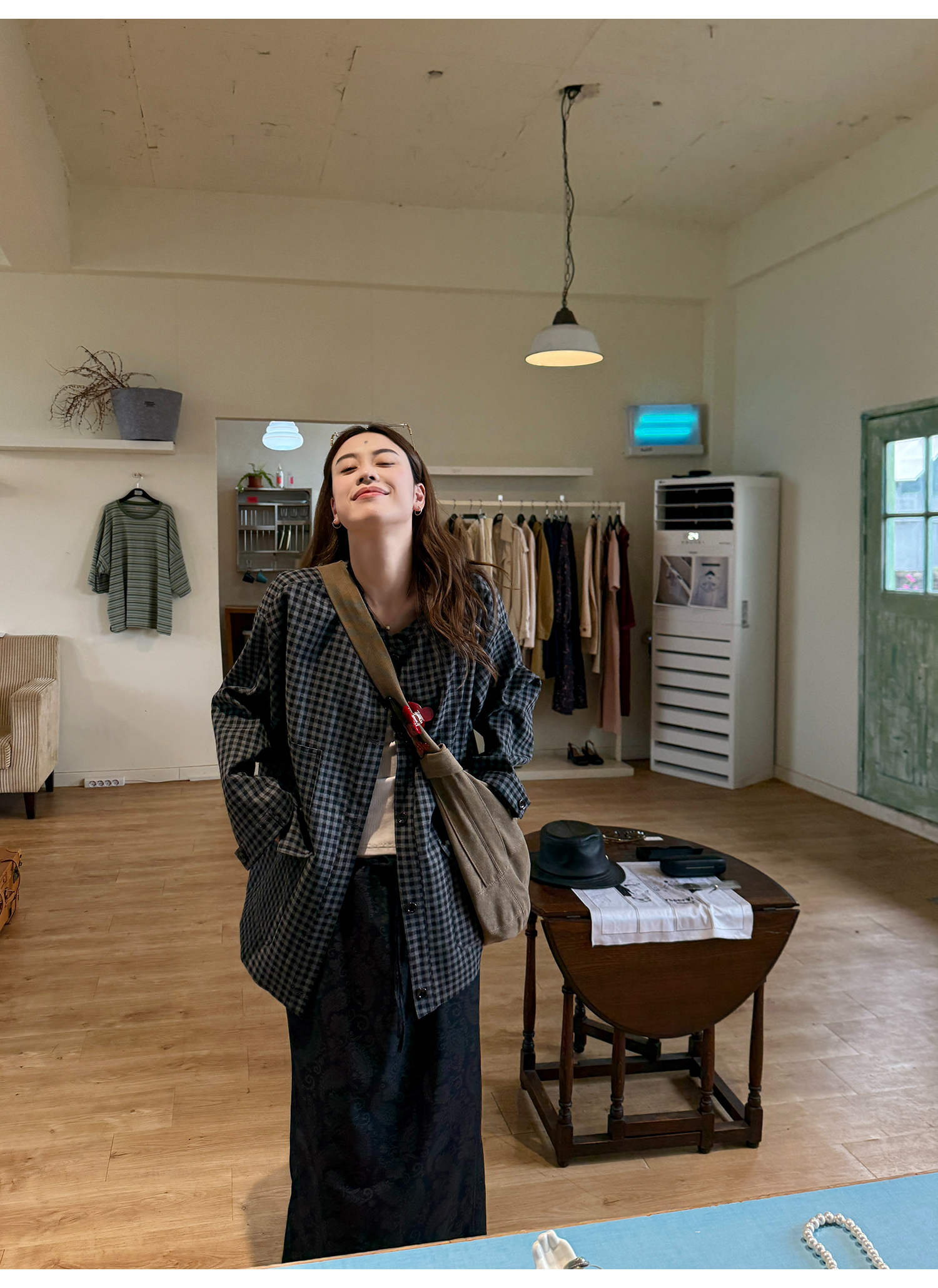 LelyMooch ブラックグレーチェックジャケット  LEM248