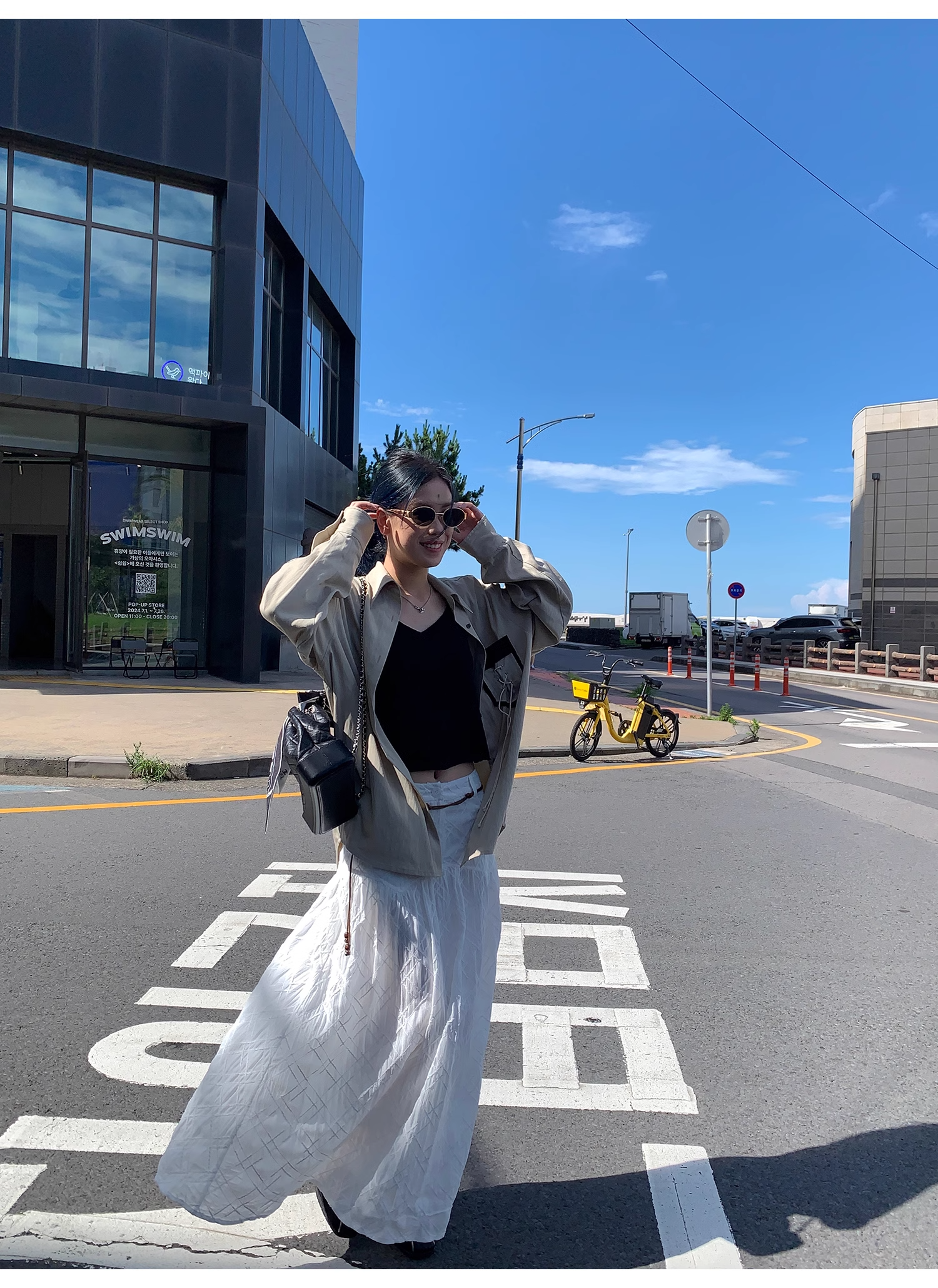 LelyMooch   立体格子柄 ホワイトスカート  LEM040