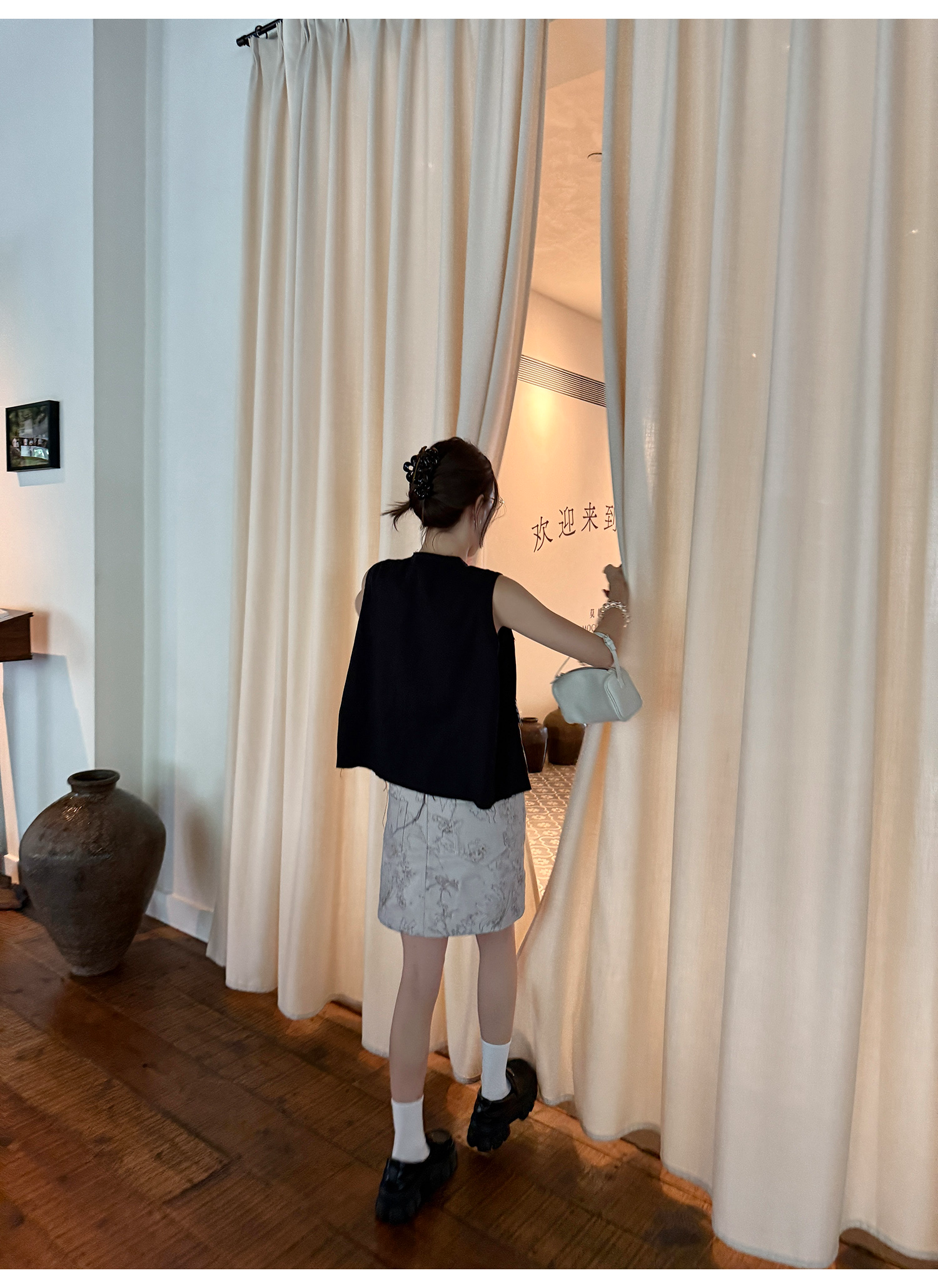 LelyMooch 花柄Aラインコットンスカート 防止めくれ加工！ LEM217