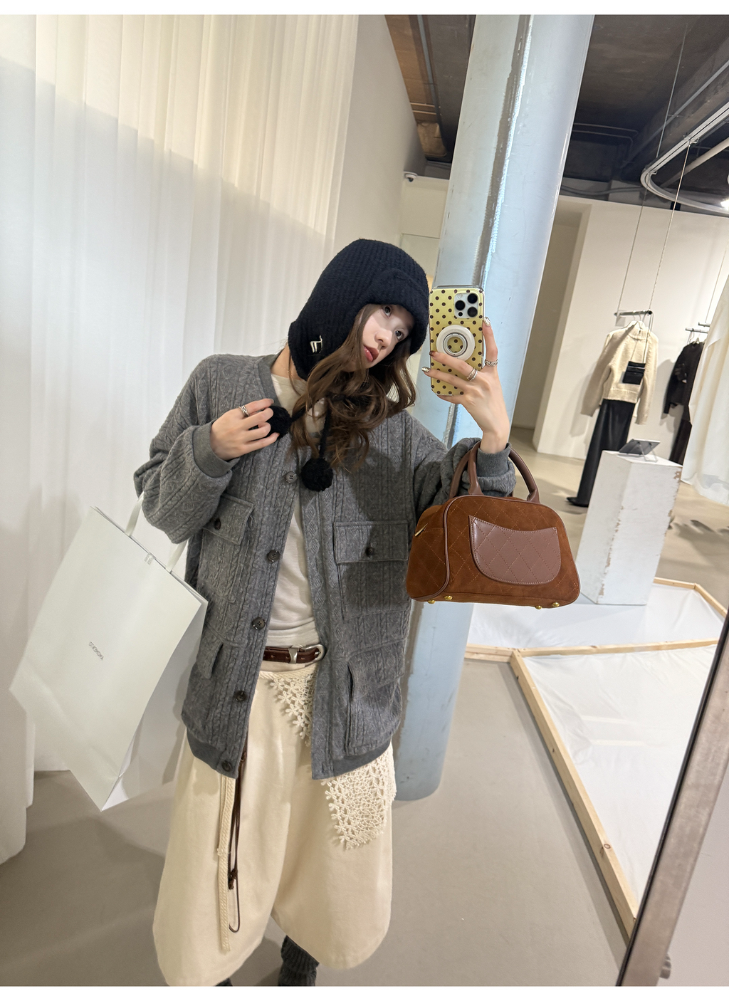 LelyMooch ヴィンテージ絞り編みニットジャケット　LEM263