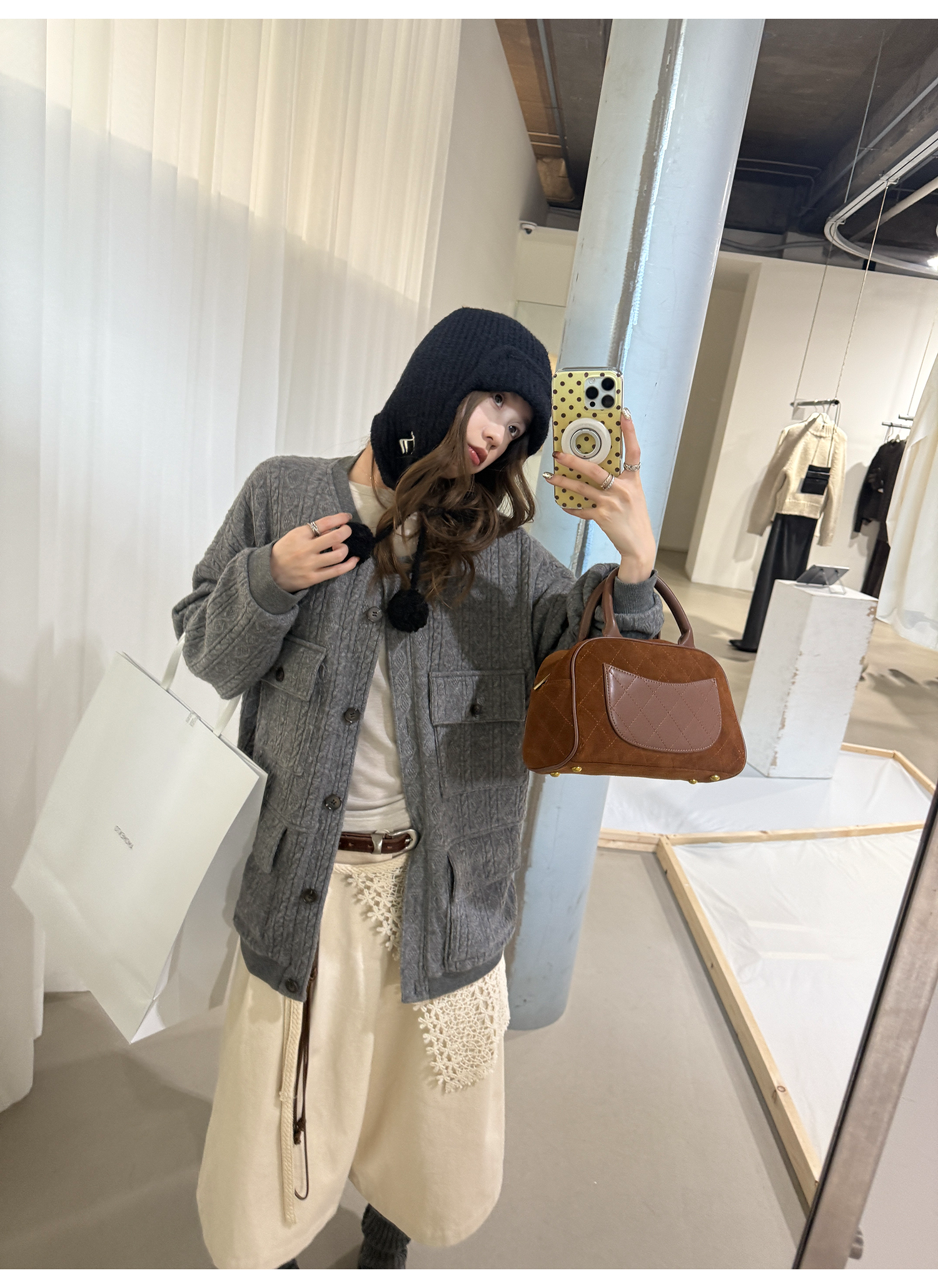 LelyMooch ヴィンテージ絞り編みニットジャケット　LEM263