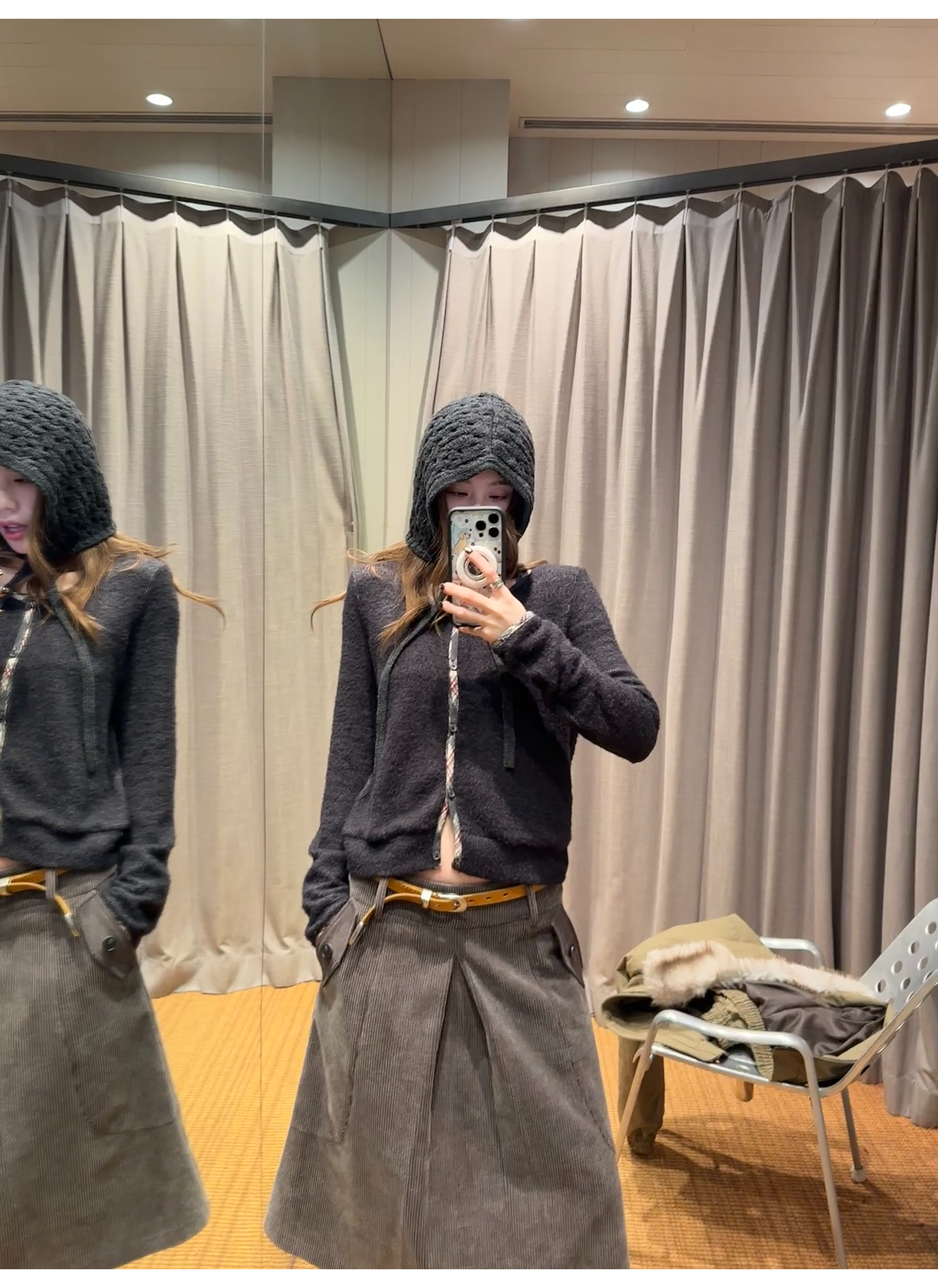 LelyMooch チェック柄パイピング ニット  LEM293