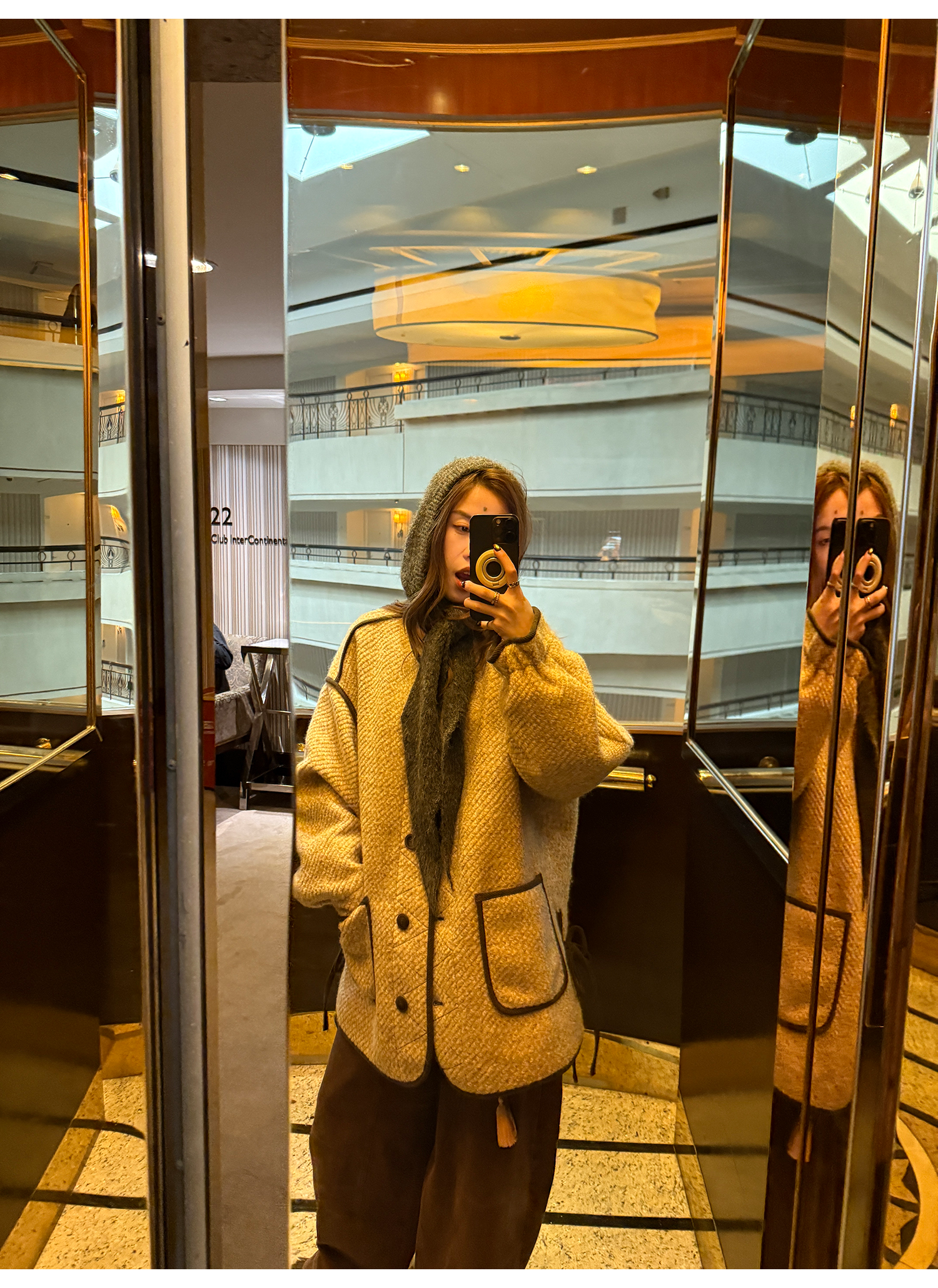 LelyMooch 配色パイピング ループウールジャケット　LEM278