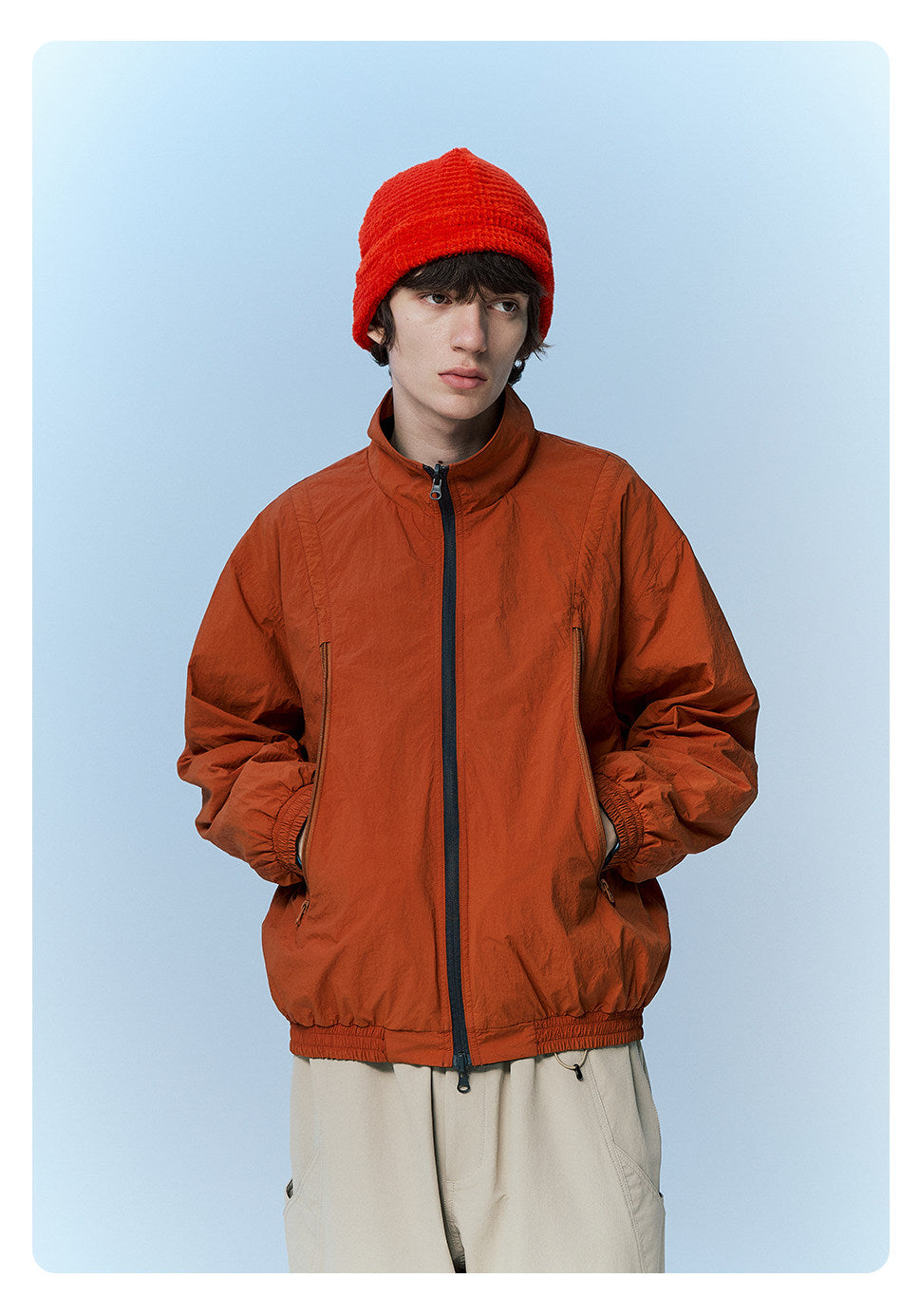 防風×配色リバーシブル仕様 立ち襟スポーツジャケット  LOM032