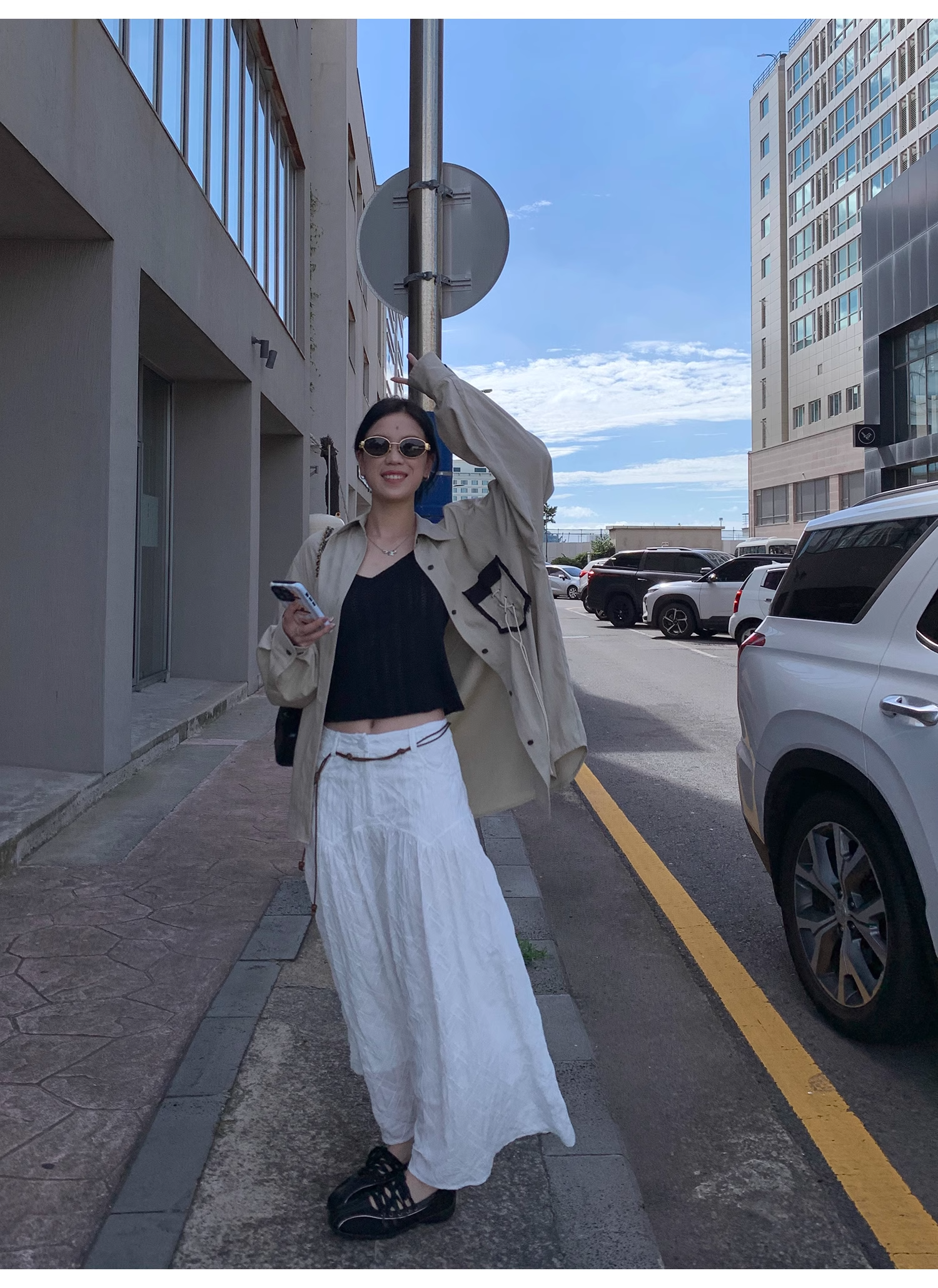 LelyMooch   立体格子柄 ホワイトスカート  LEM040