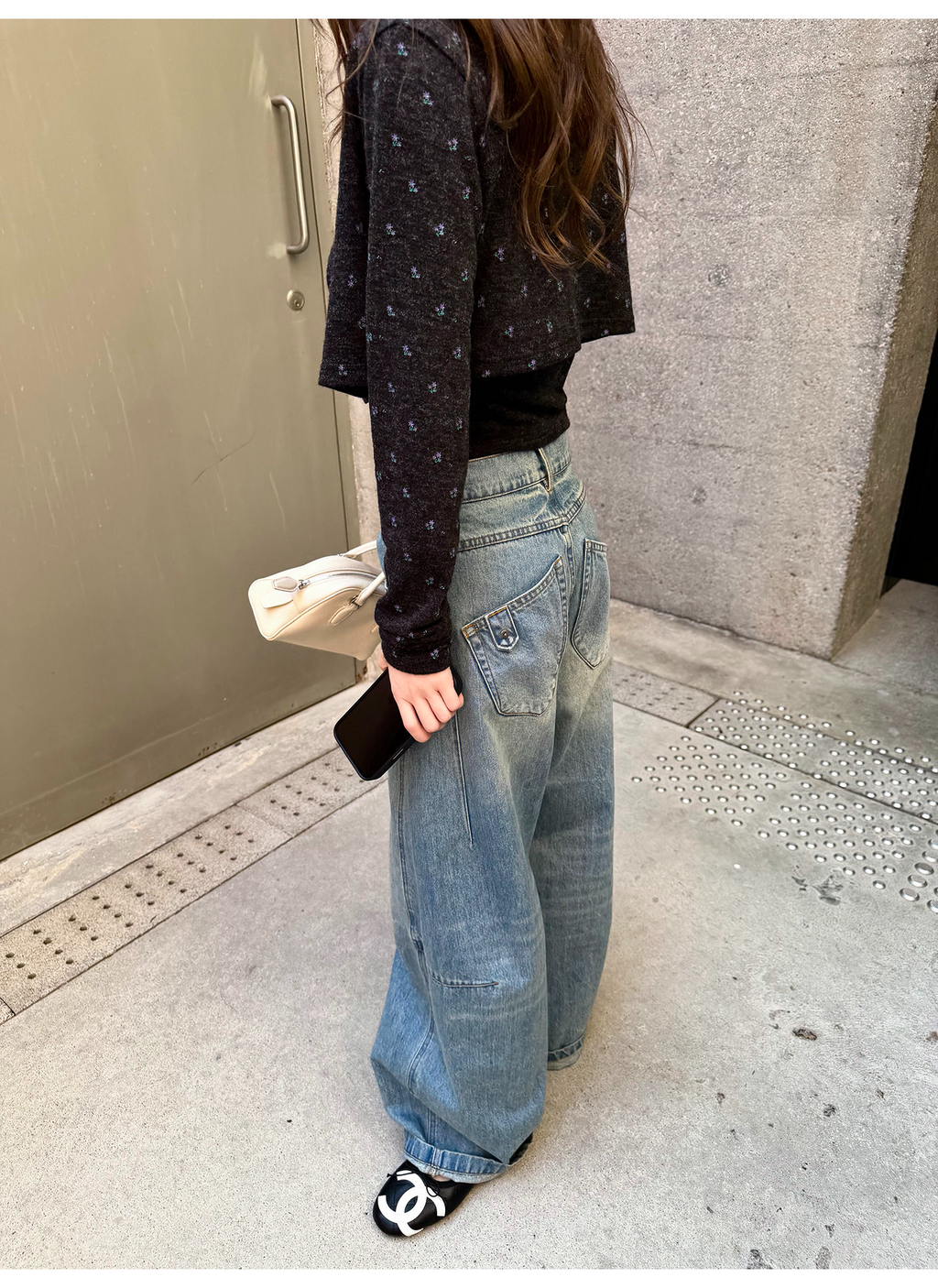 LelyMooch 春夏ムード漂う ひび割れ加工 カーブデニム  LEM316