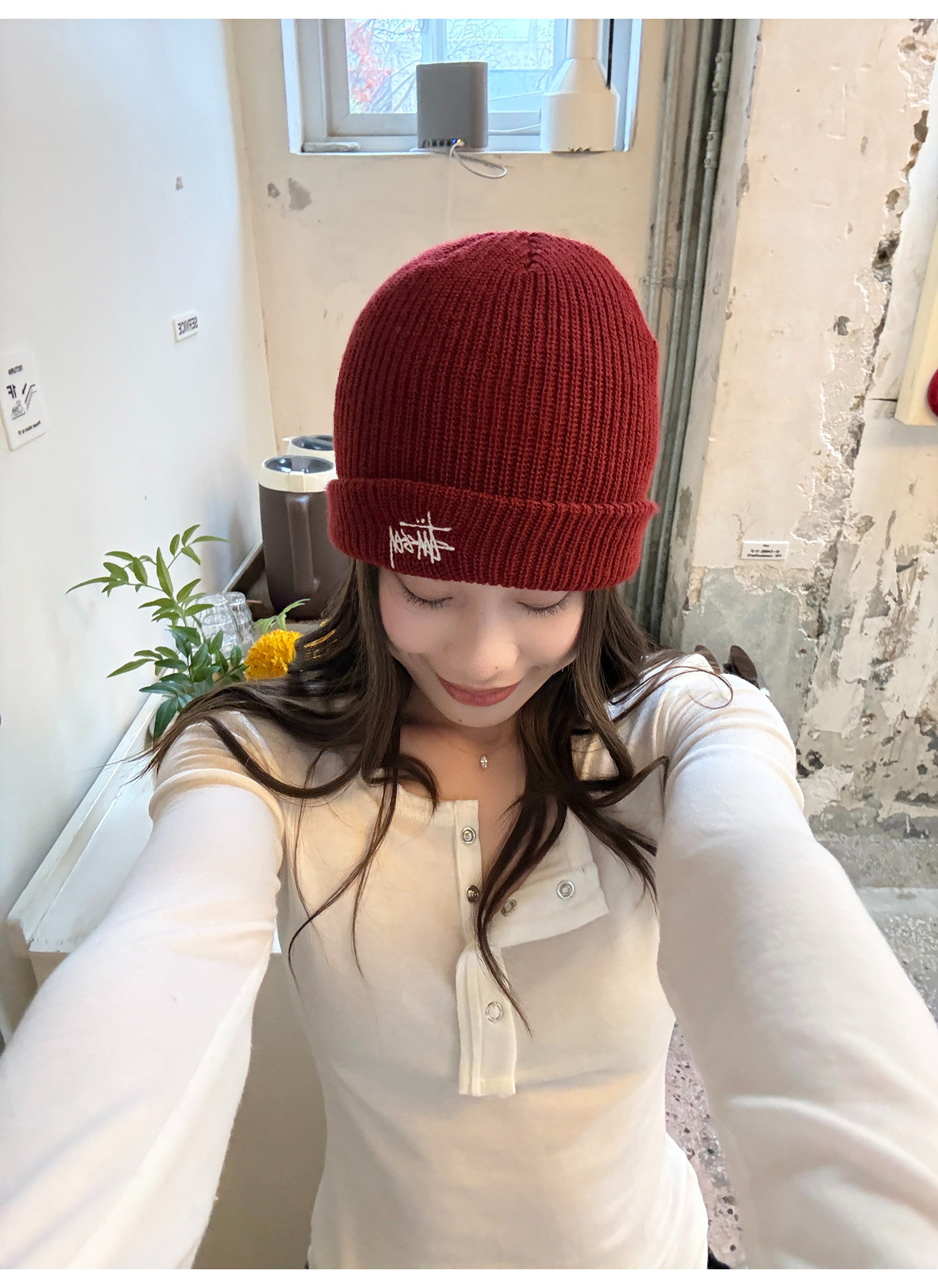 LelyMooch 3色展開 ヘンリーネック ウール混 インナートップス  LEM296