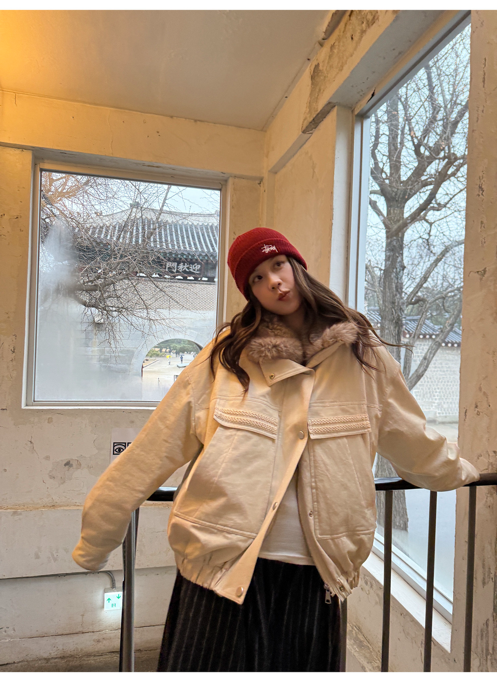 LelyMooch 取り外し襟付き 中綿ショートアウター  LEM305