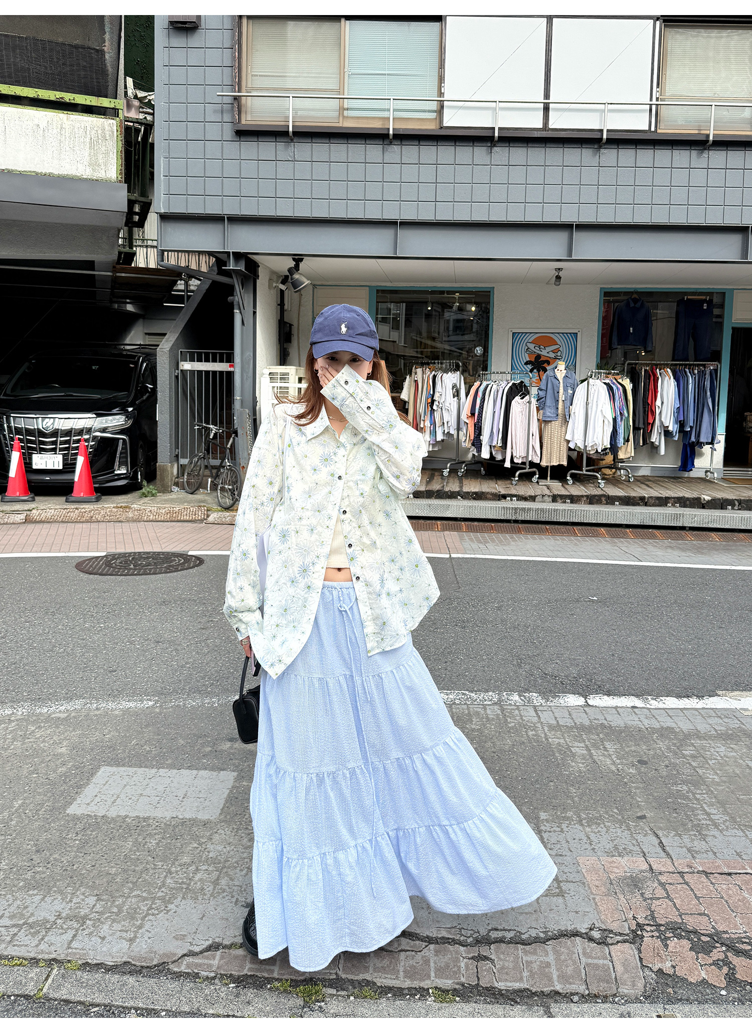 LelyMooch夏の透け感シャツ｜小花柄・UV対策  LEM187