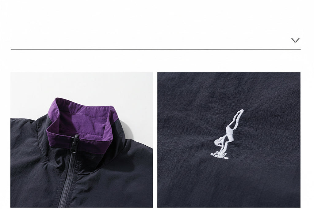 防風×配色リバーシブル仕様 立ち襟スポーツジャケット  LOM032