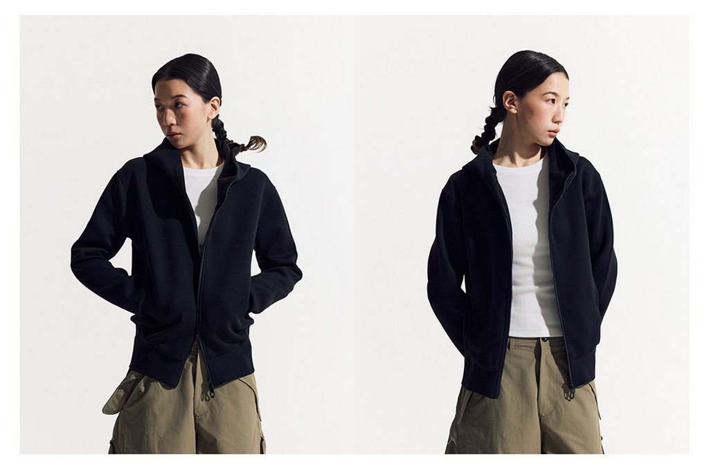 斜めジップ ダンボール素材 パーカー  LOM048