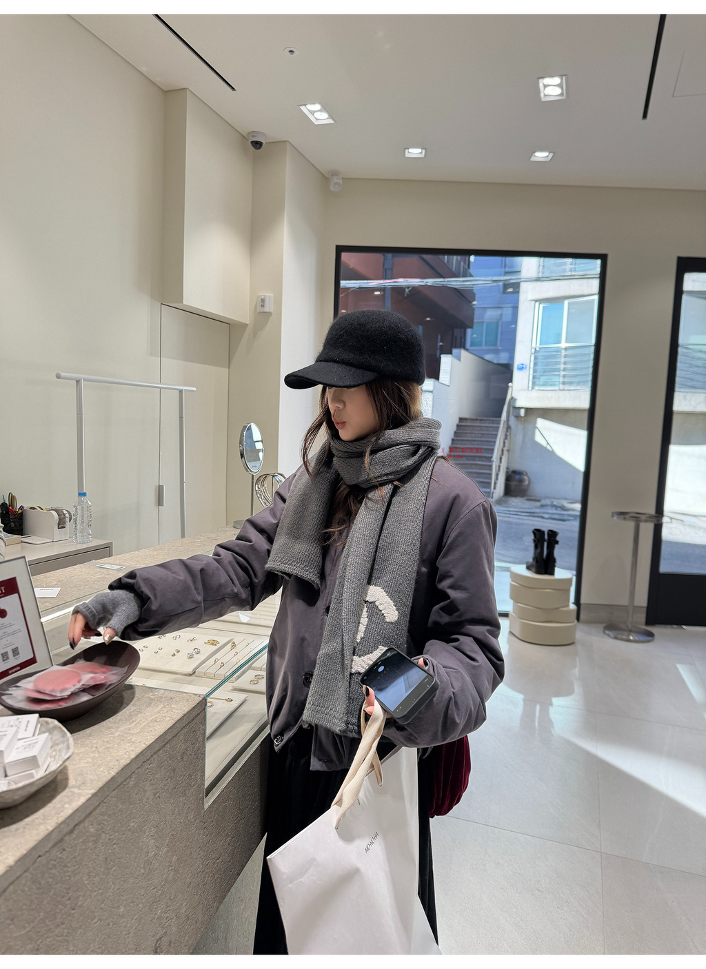 LelyMooch マフラー付き 中綿ブルゾン  LEM306