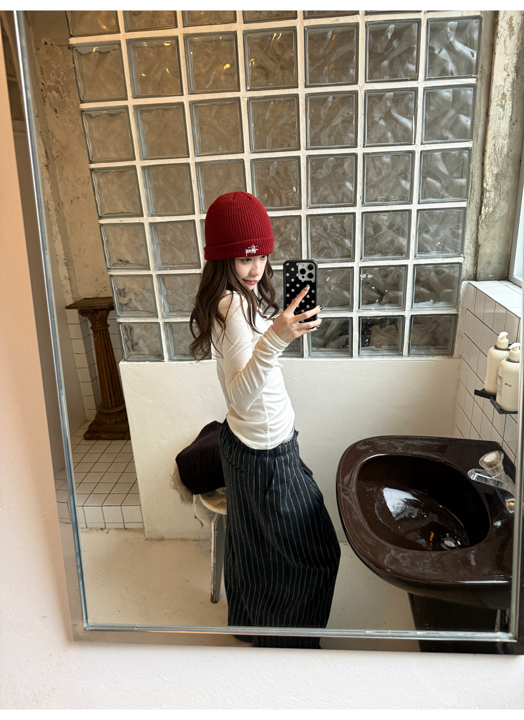 LelyMooch 3色展開 ヘンリーネック ウール混 インナートップス  LEM296