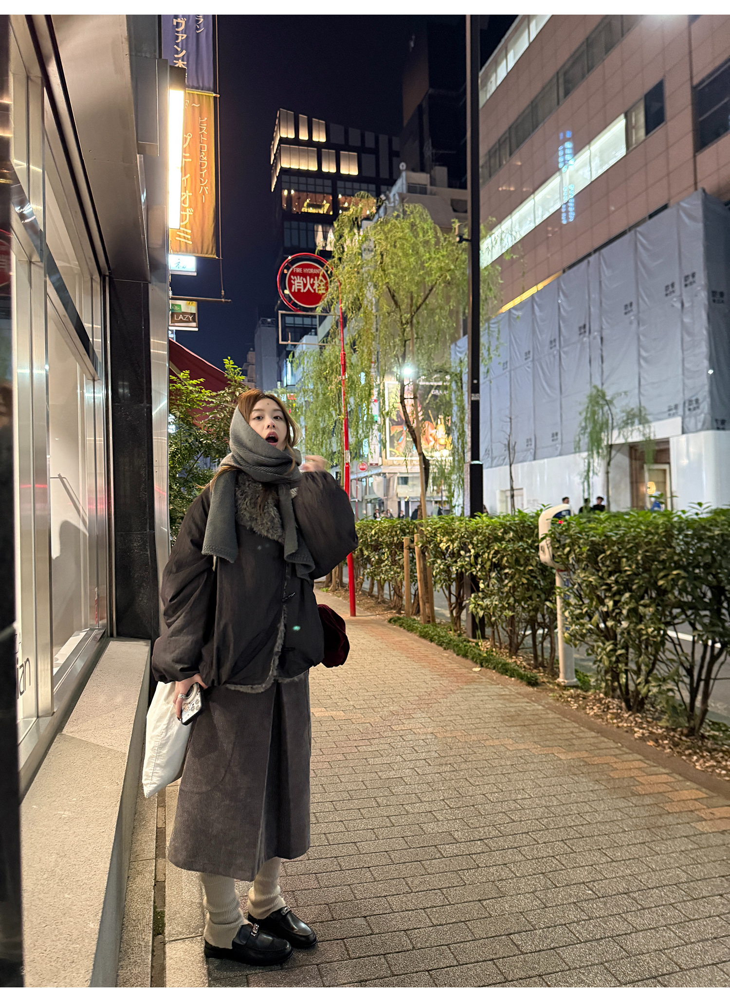 LelyMooch 光沢バイカラーブルゾン｜ボア切替×トグルボタン  LEM280