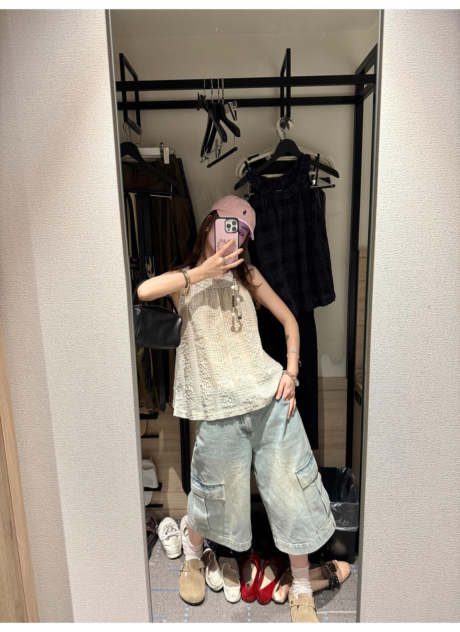 LelyMooch 体型カバー◎ カーゴデニムパンツ  LEM182