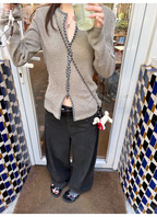LelyMooch チェック柄ウエスト細見えニットトップス  LEM216