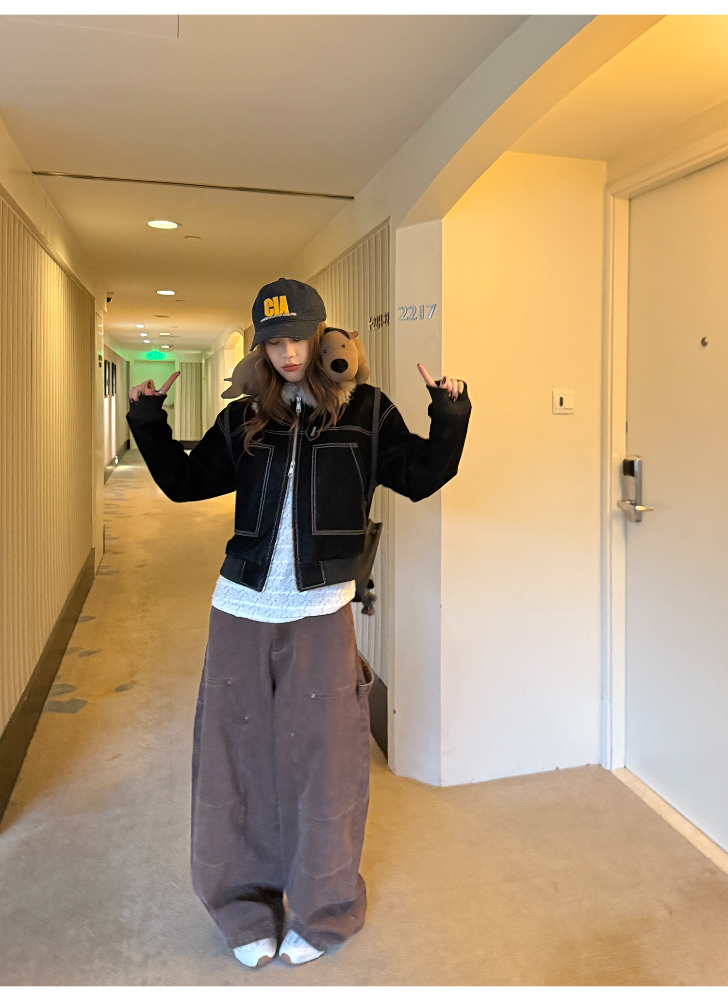 LelyMooch ステッチライン ファージャケット  LEM274