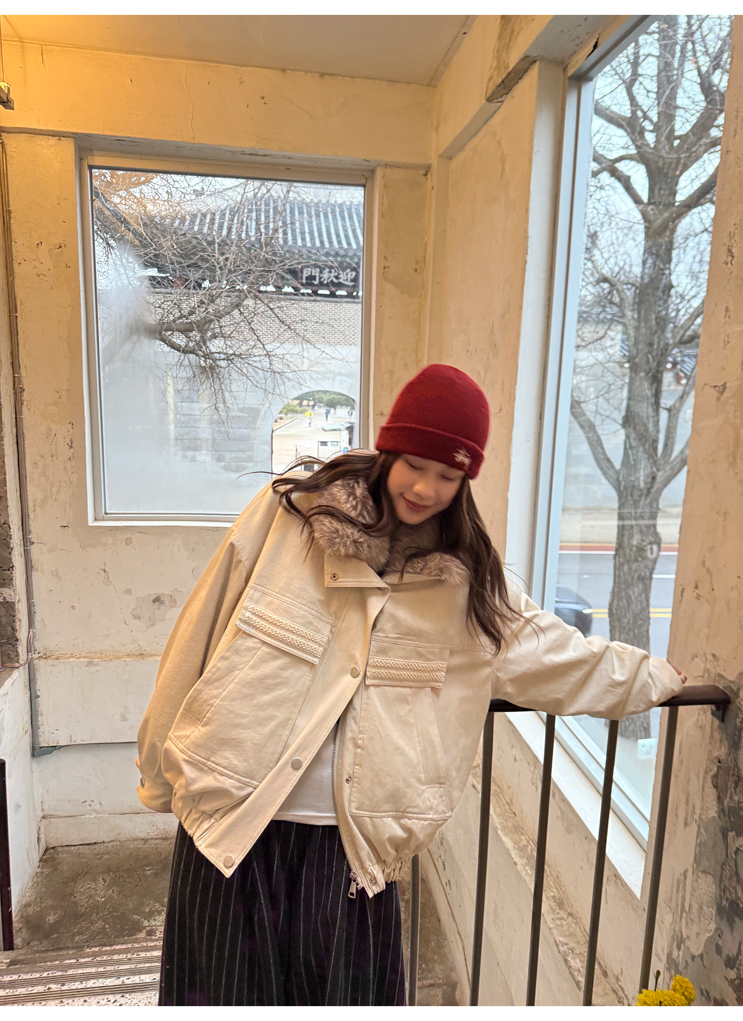 LelyMooch 取り外し襟付き 中綿ショートアウター  LEM305