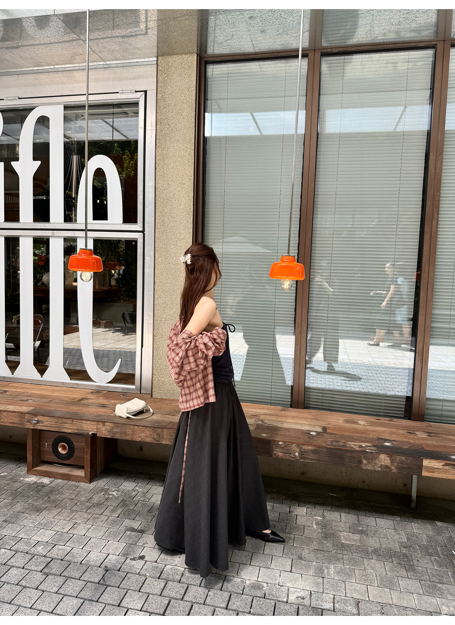 LelyMooch ふんわりチェックロングスカート  LEM208