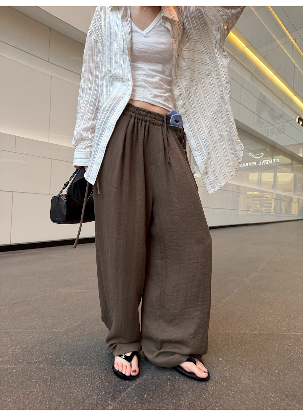 LelyMooch リネン混ドロストワイドパンツ  LEM345