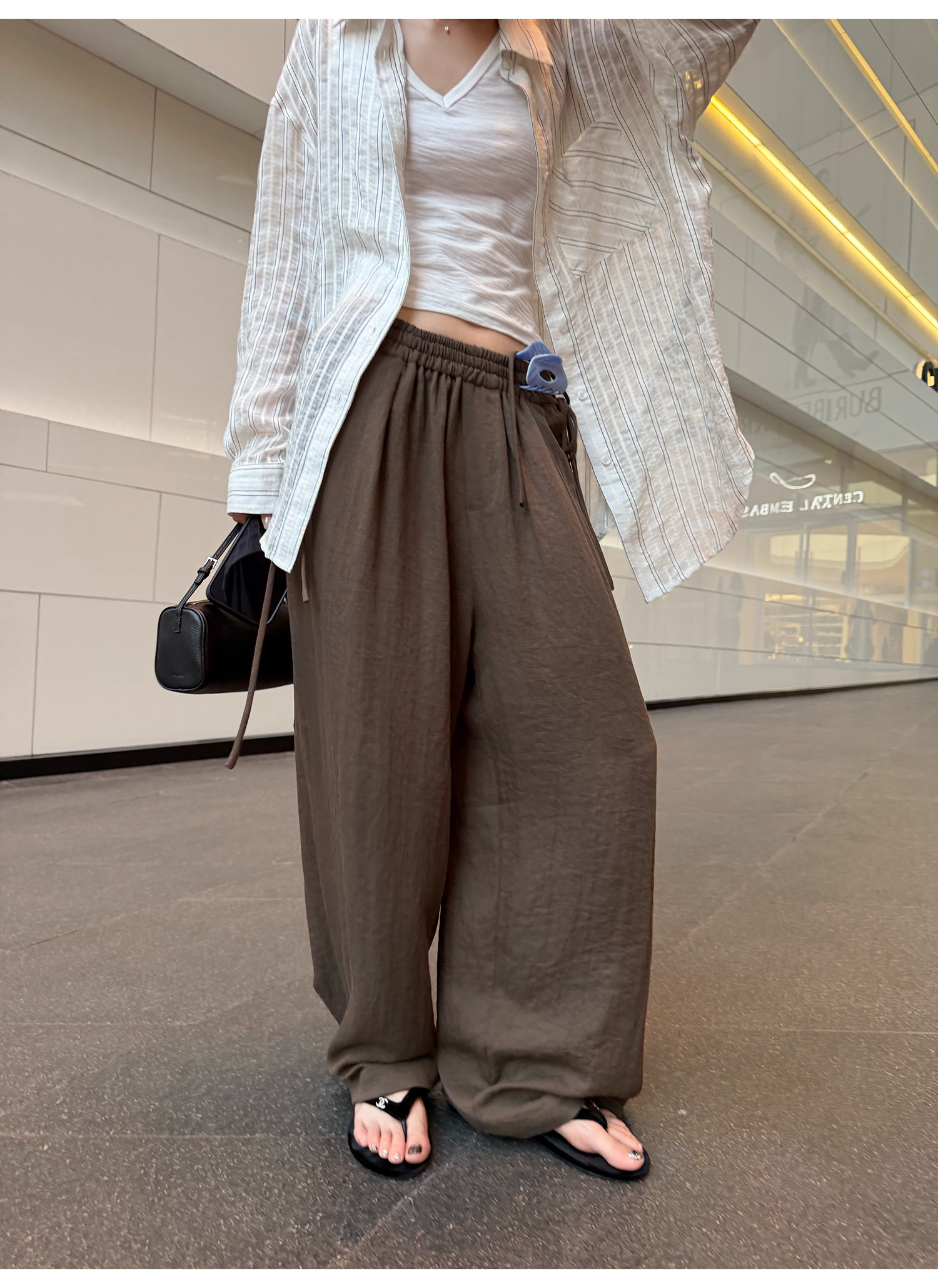 LelyMooch リネン混ドロストワイドパンツ  LEM345