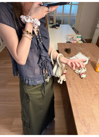 LelyMooch くしゅくしゅ涼感チェック フリルシャツ  LEM175