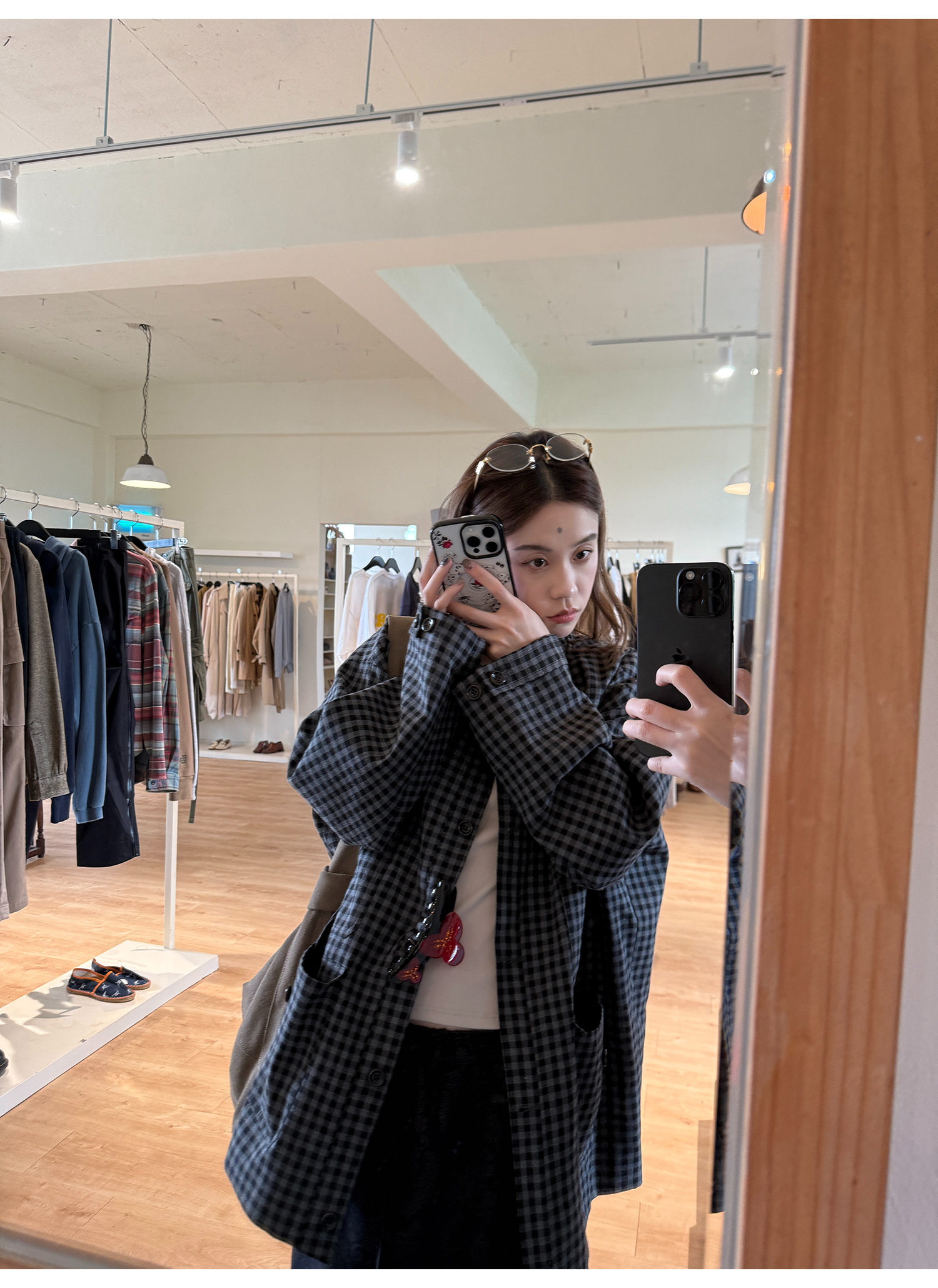 LelyMooch ブラックグレーチェックジャケット  LEM248