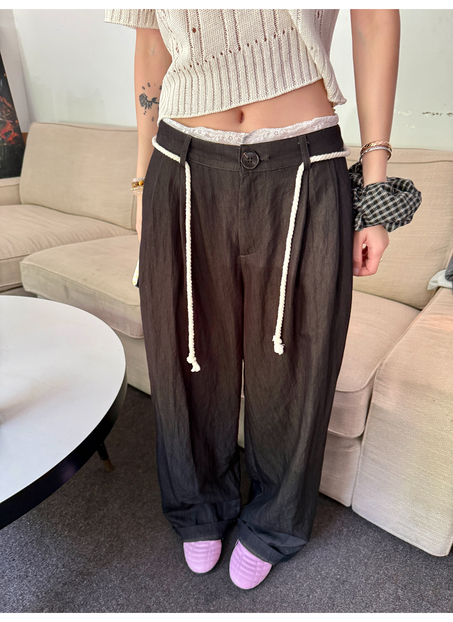 LelyMooch リボン付とろみパンツ　LEM167