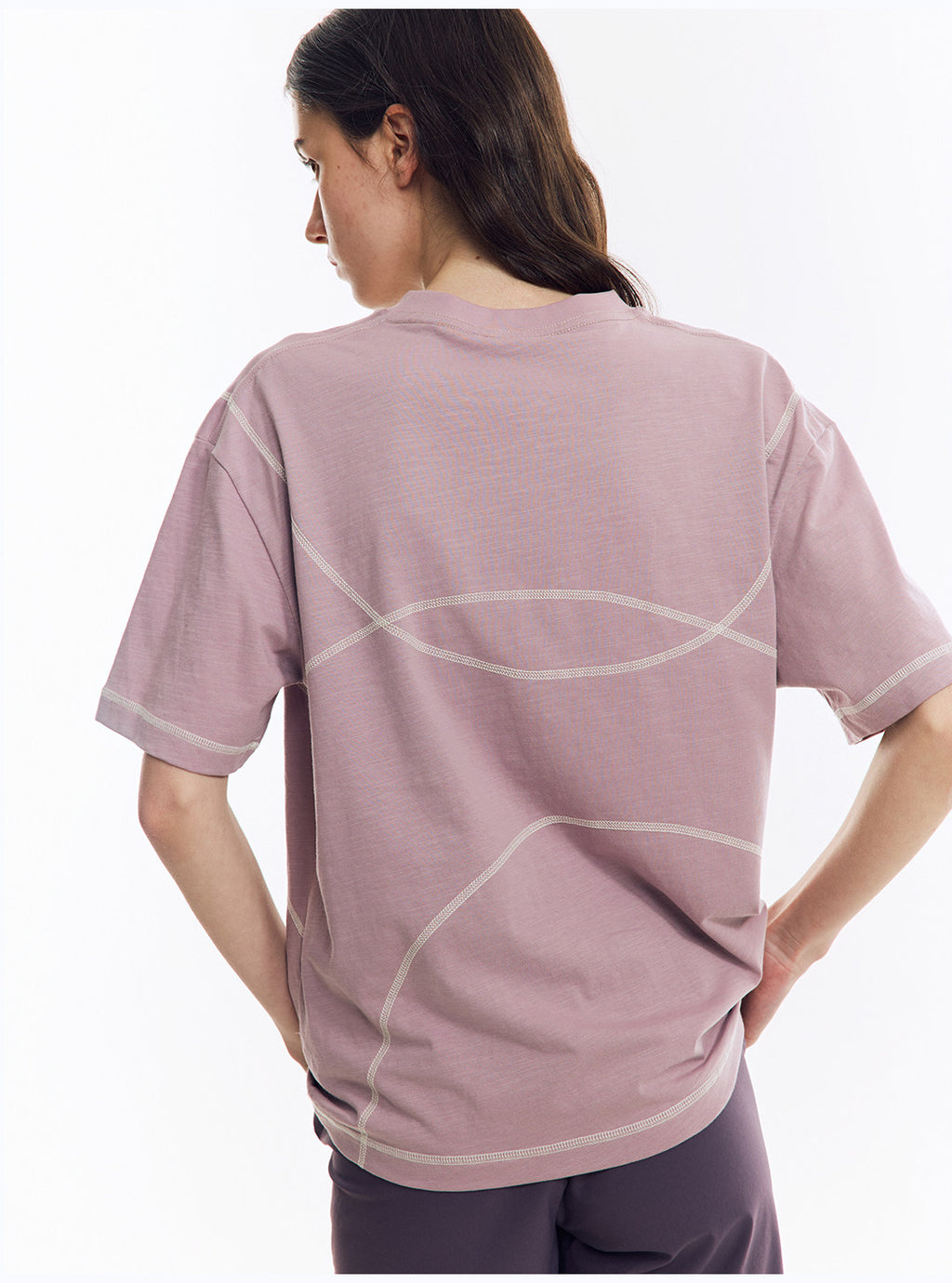 配色ライン半袖Tシャツ  LOM078