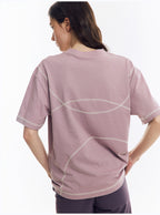 配色ライン半袖Tシャツ  LOM078