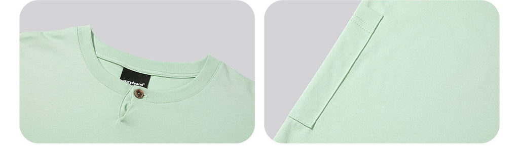 ヘンリーネック 半袖Tシャツ隠しポケット付き  LOM065