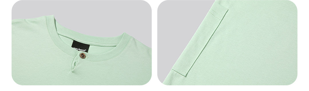 ヘンリーネック 半袖Tシャツ隠しポケット付き  LOM065