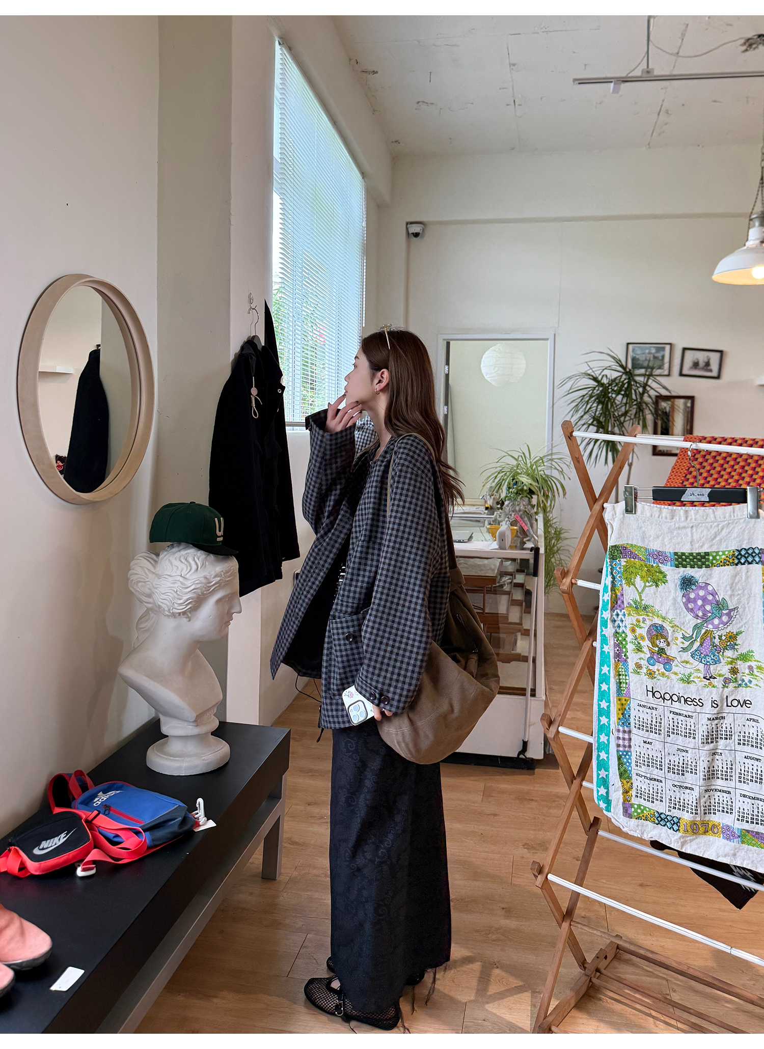 LelyMooch ブラックグレーチェックジャケット  LEM248