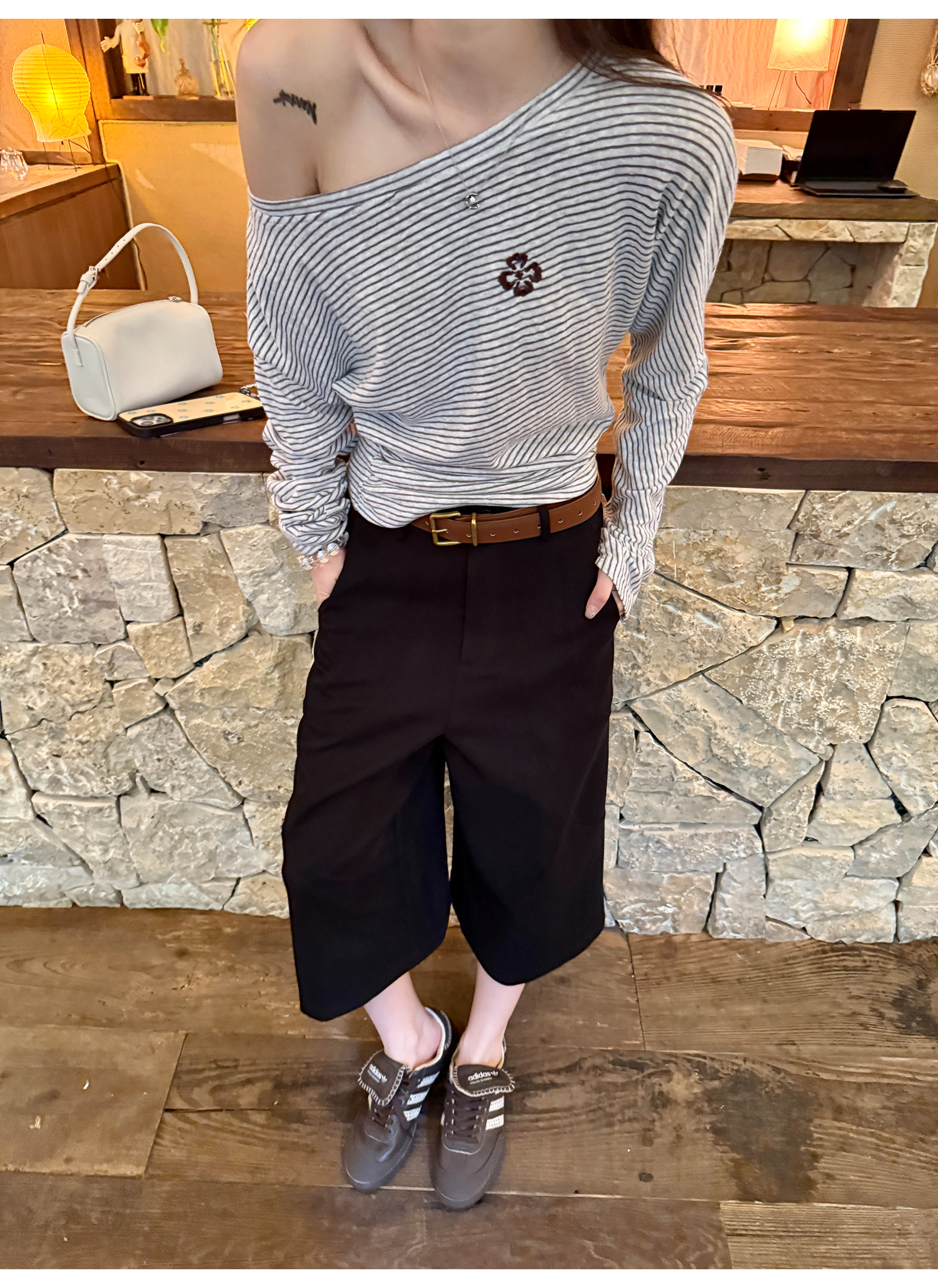 LelyMooch Aライン ワイドパンツ七分丈  LEM202