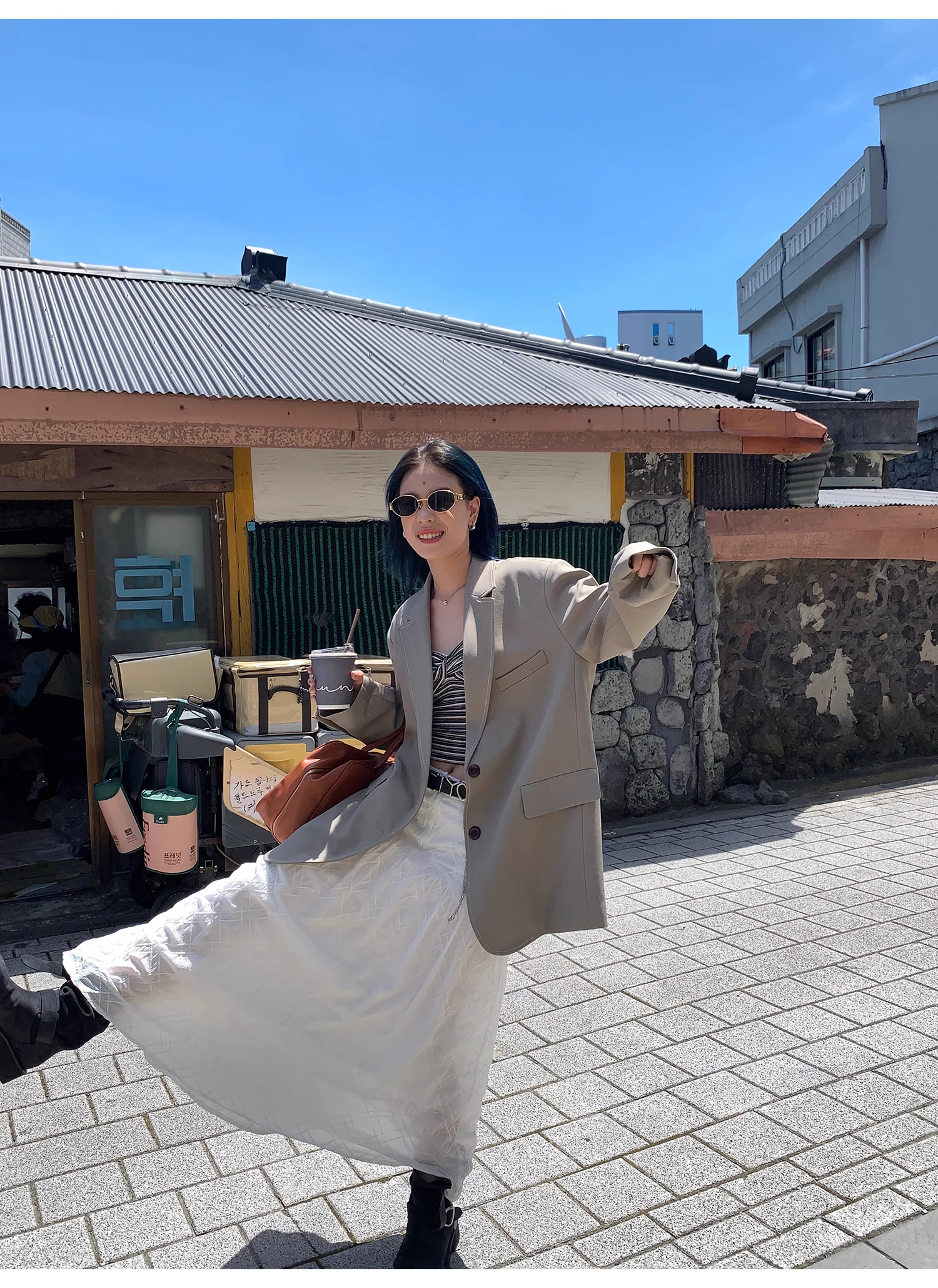 LelyMooch   立体格子柄 ホワイトスカート  LEM040