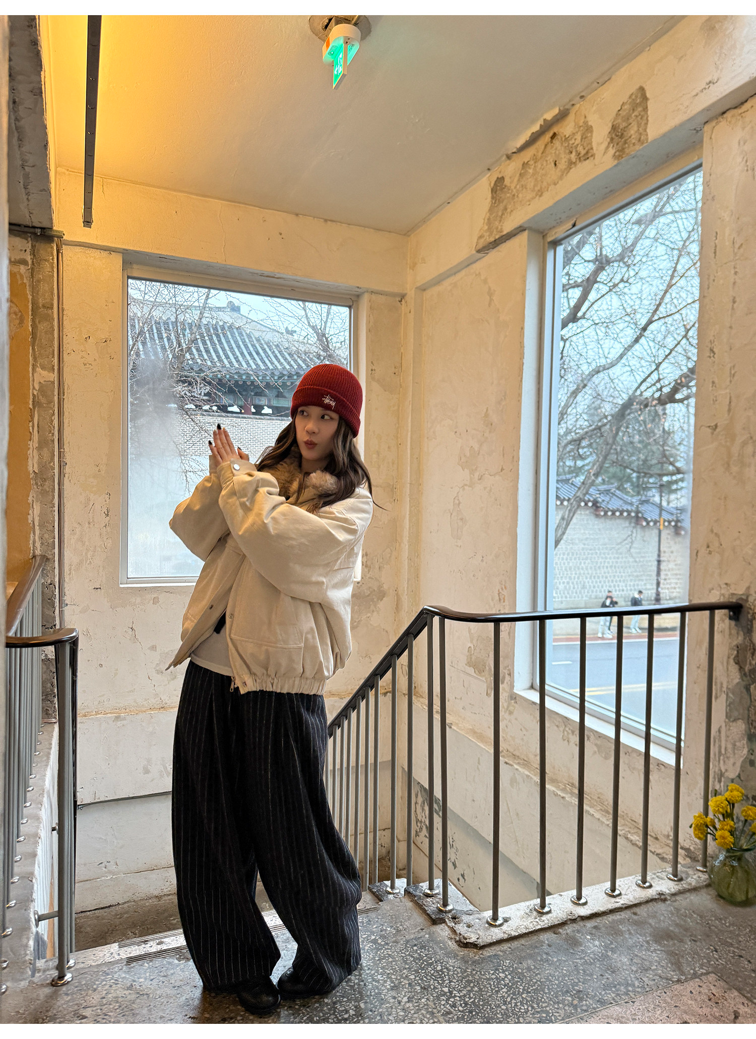 LelyMooch 取り外し襟付き 中綿ショートアウター  LEM305