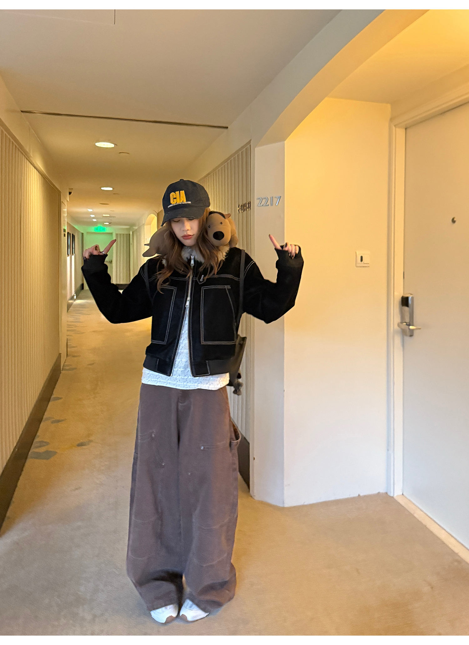 LelyMooch ステッチライン ファージャケット  LEM274