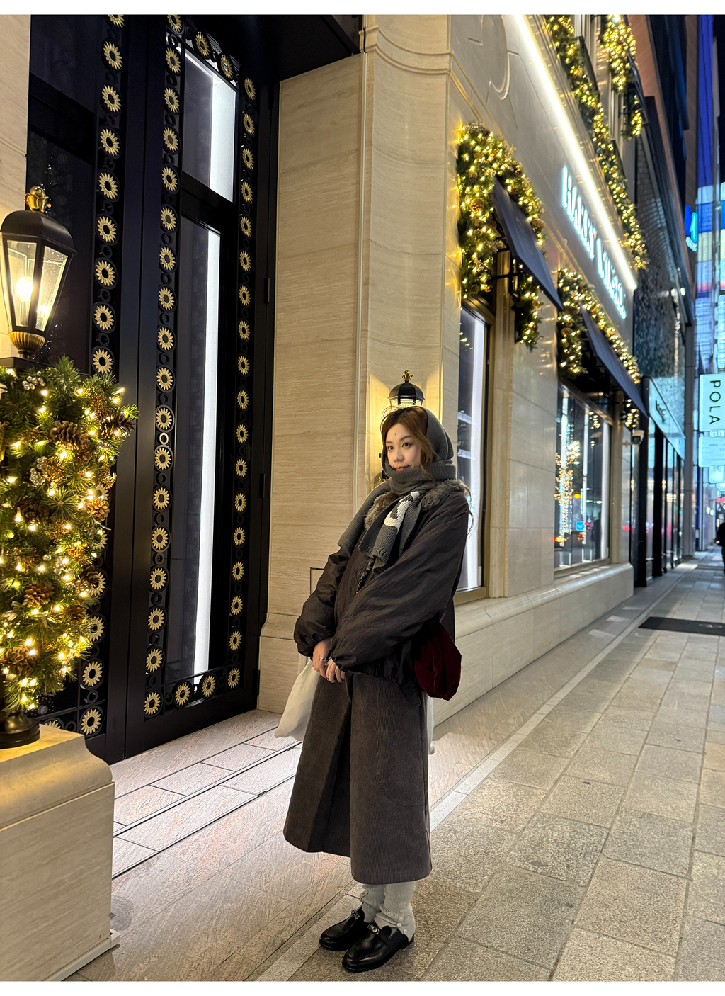 LelyMooch 光沢バイカラーブルゾン｜ボア切替×トグルボタン  LEM280