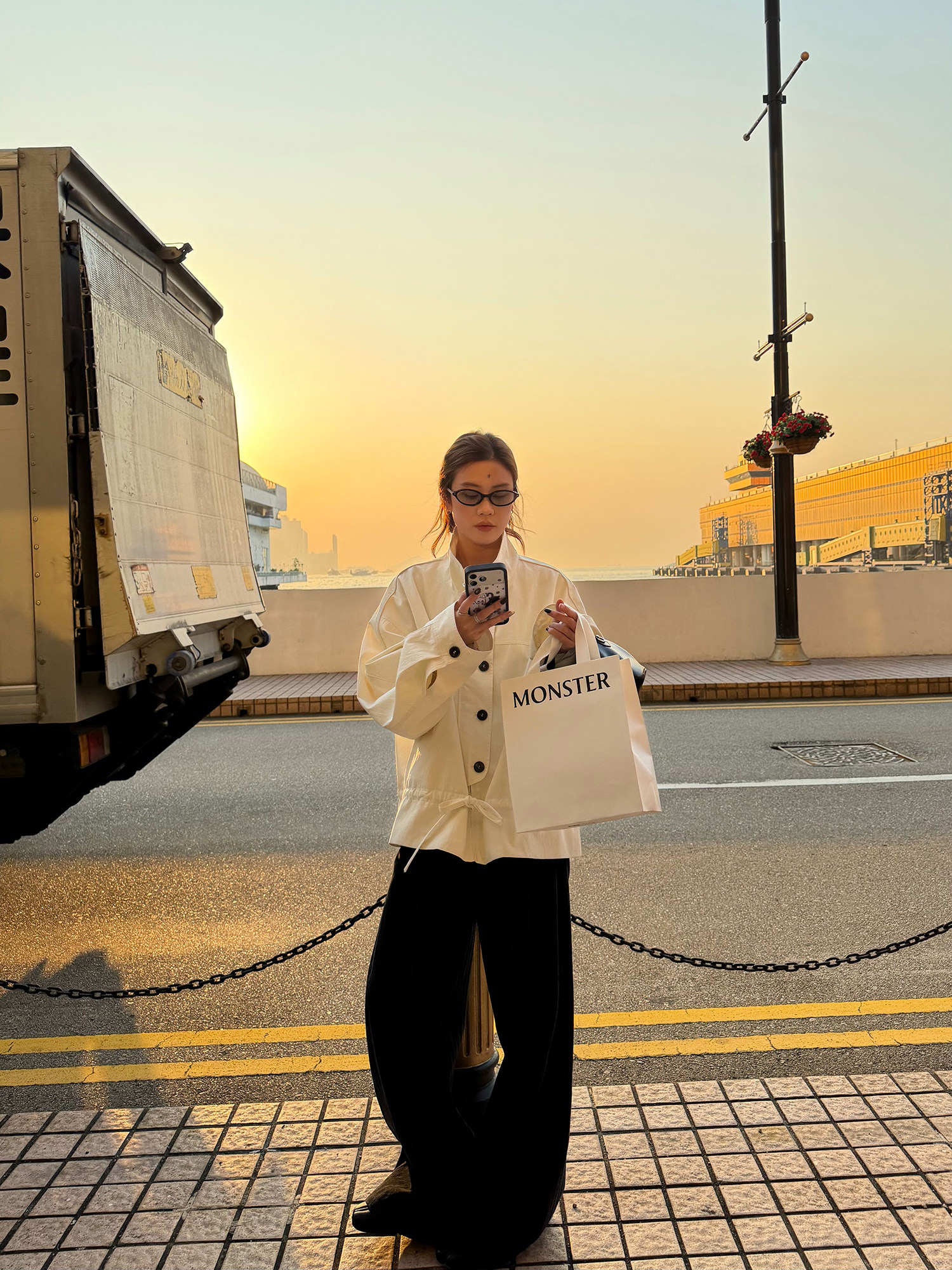 LelyMooch 立ち襟 ドロスト ミドル丈コート  LEM317