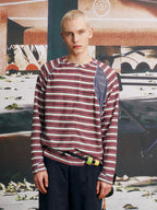 Striped Half-Zip Long Sleeve LOM104