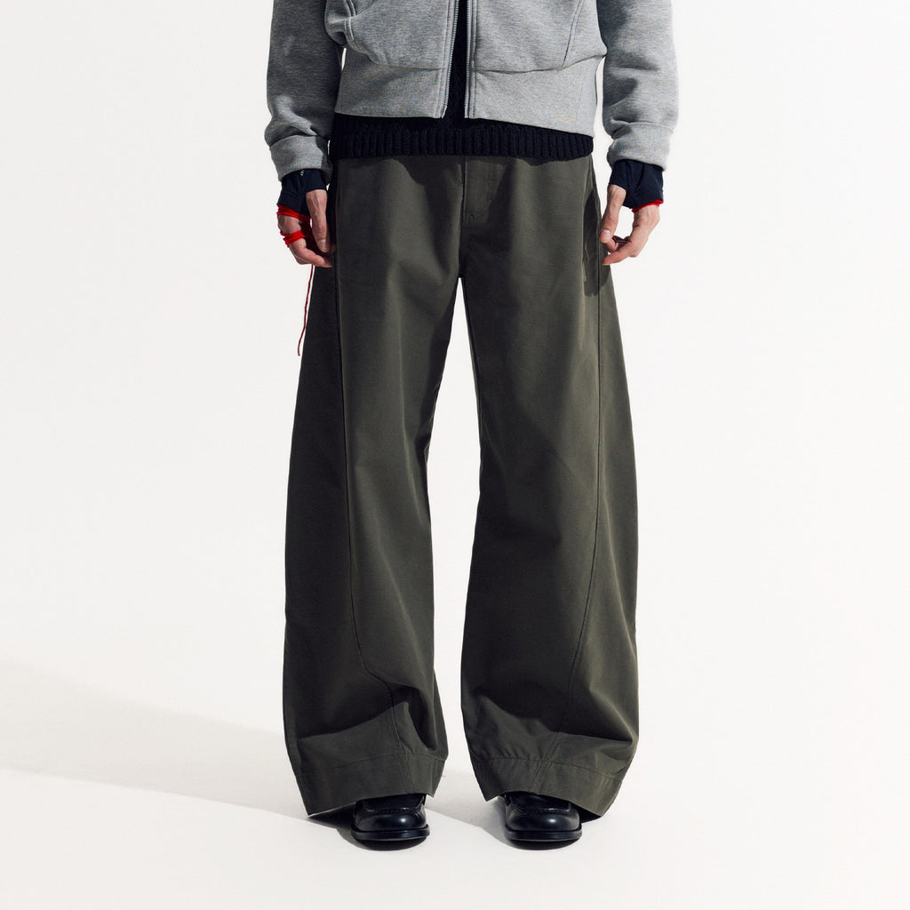 LOM030同型 軽やかな春夏素材 立体カーブワイドパンツ  LOM051