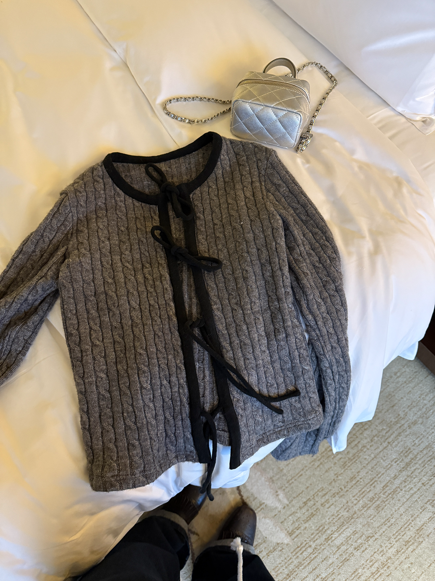 LelyMooch ケーブル調 × 配色リボン ニットトップス LEM276