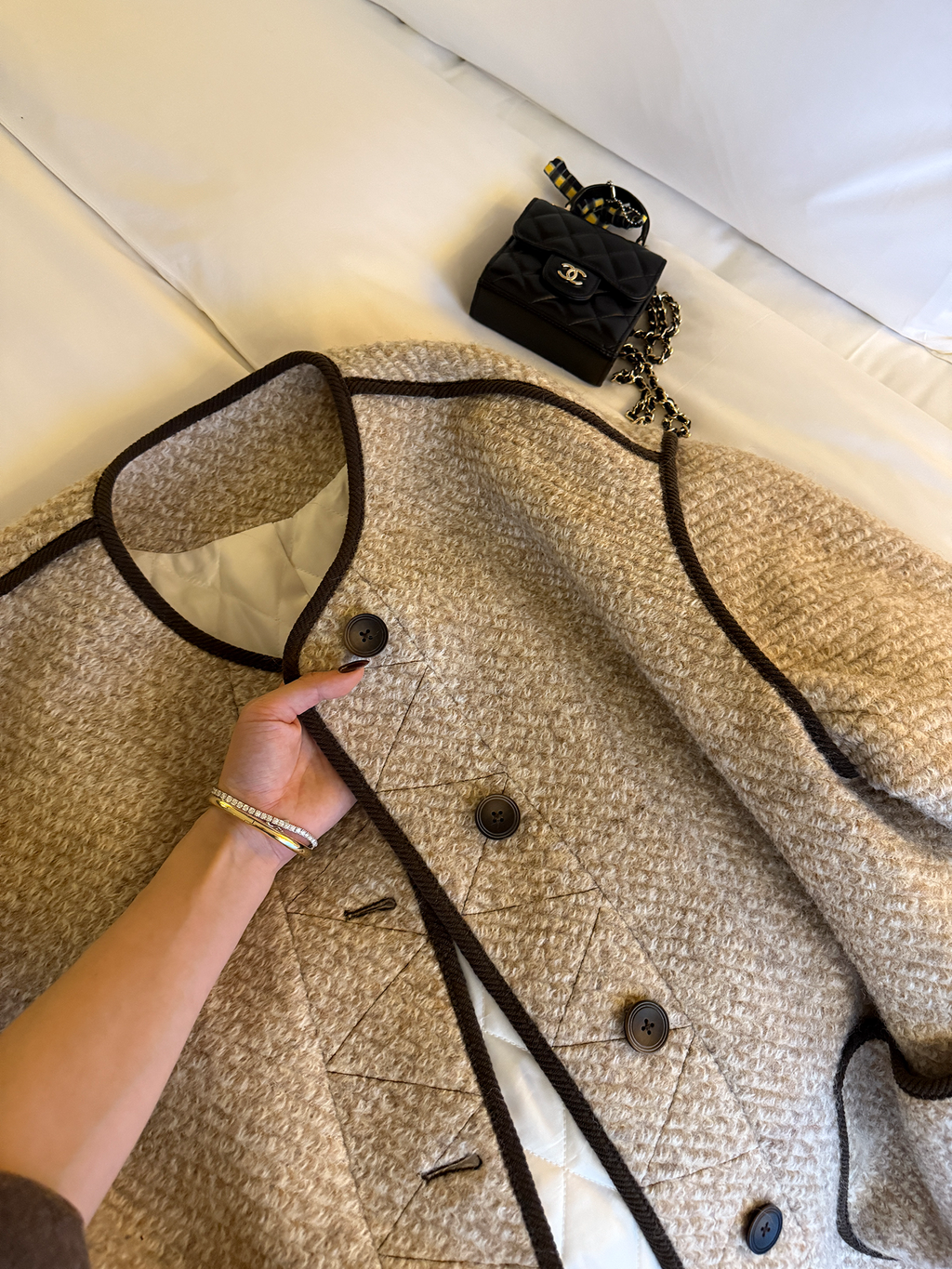 LelyMooch 配色パイピング ループウールジャケット　LEM278