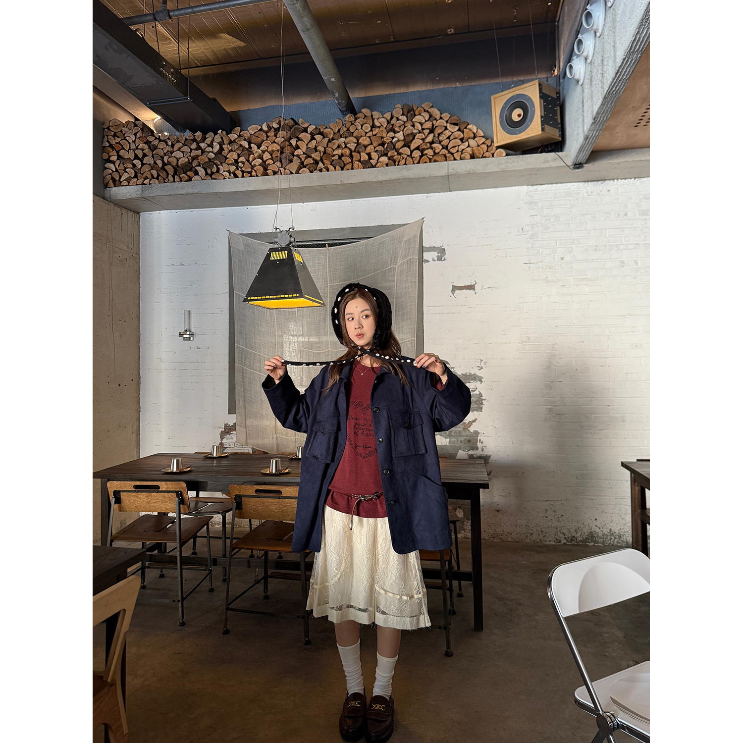 LelyMooch 刺繍ハートのベロアロンT　LEM241