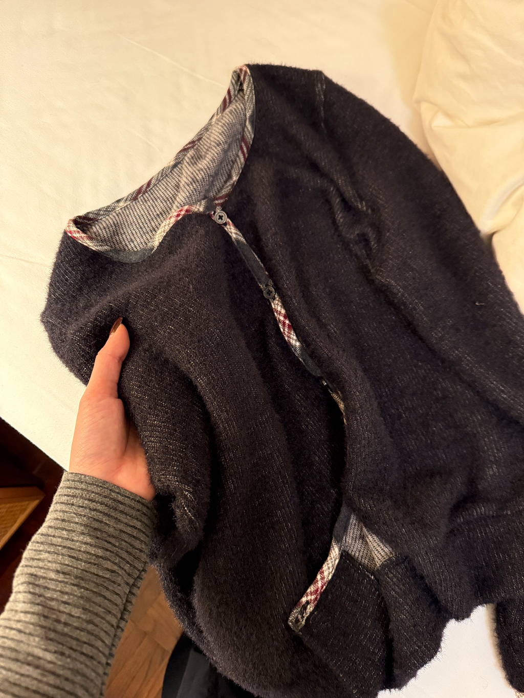 LelyMooch チェック柄パイピング ニット  LEM293