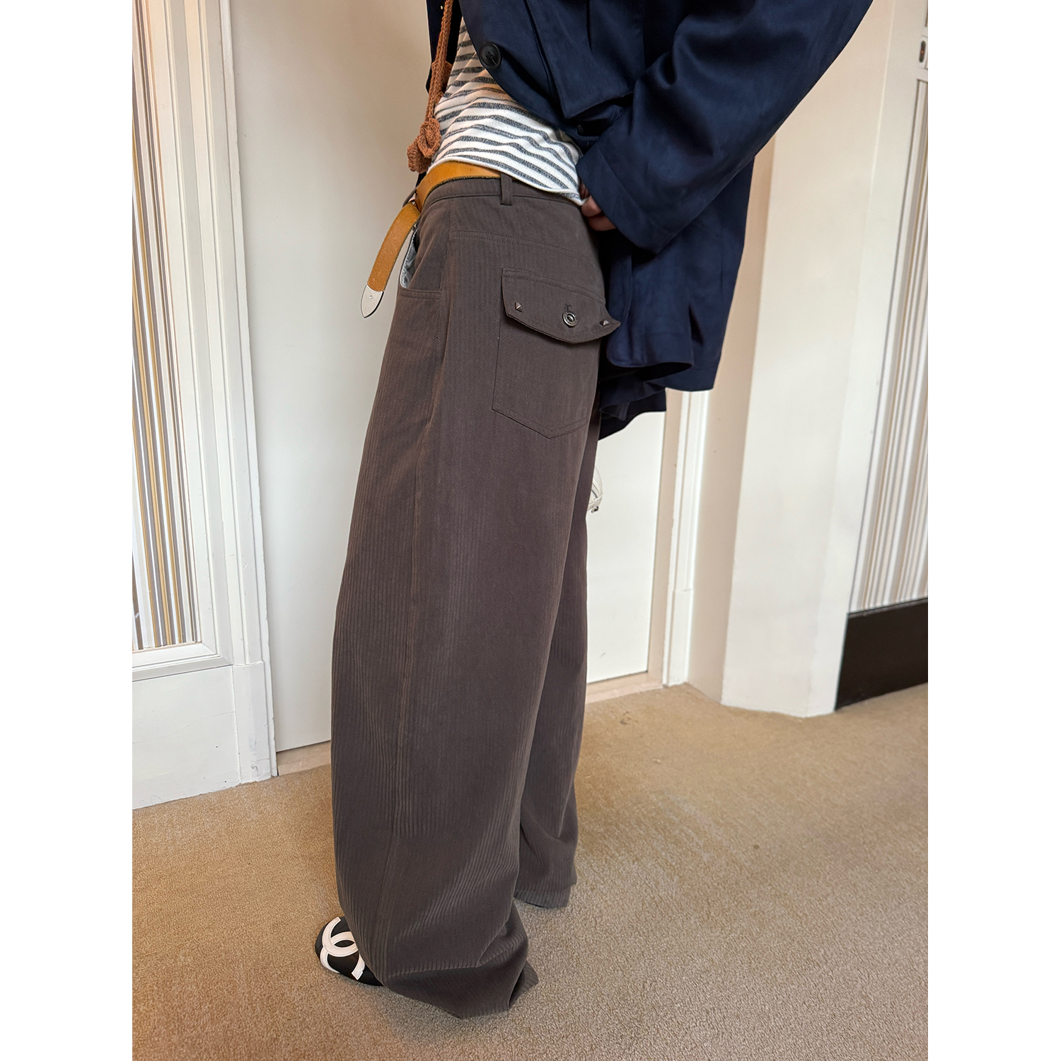 LelyMooch ダークグレーストライプパンツ  LEM244