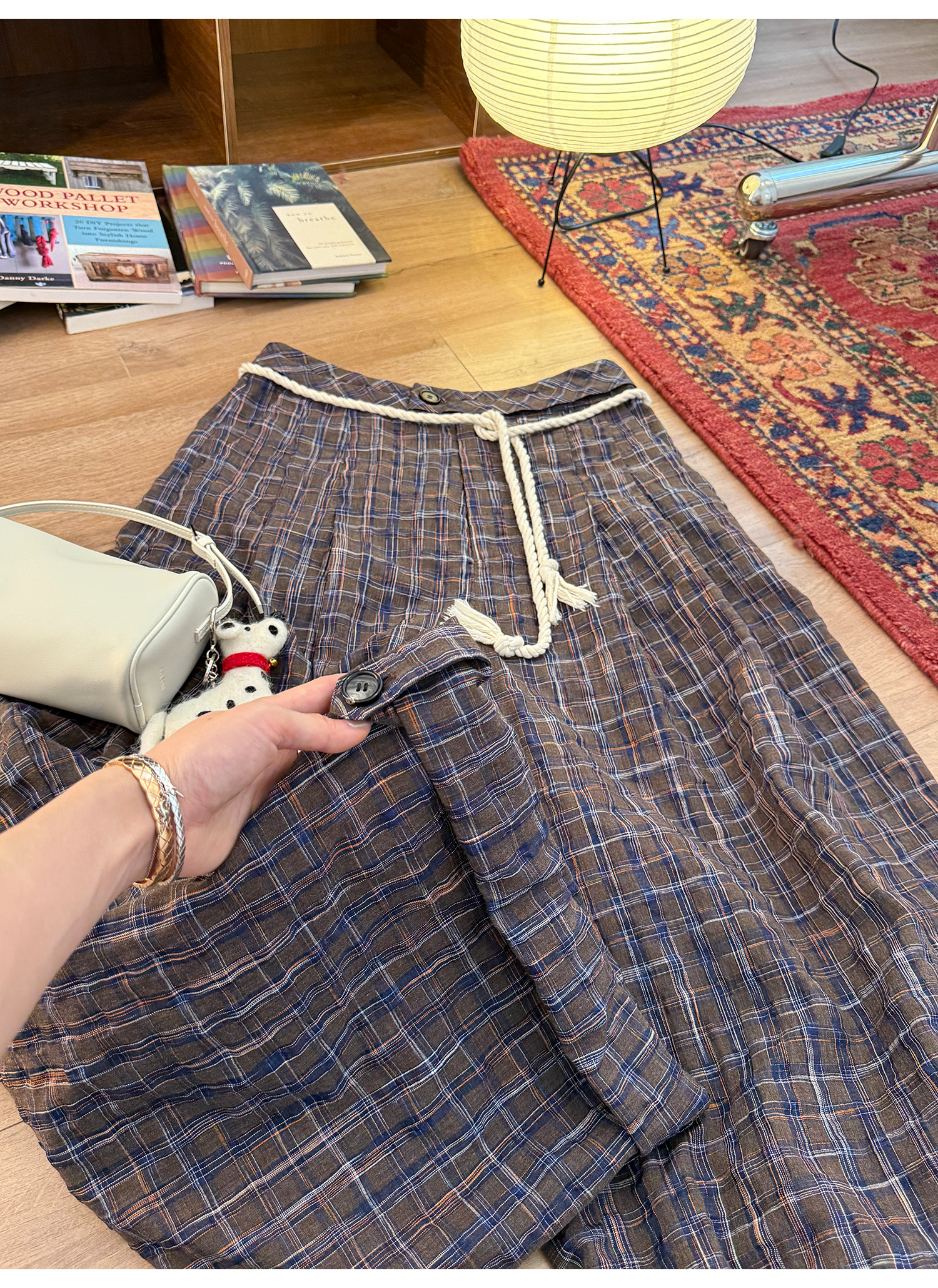 LelyMooch 1年中使える！ヴィンテージ風ワイドパンツ  LEM186