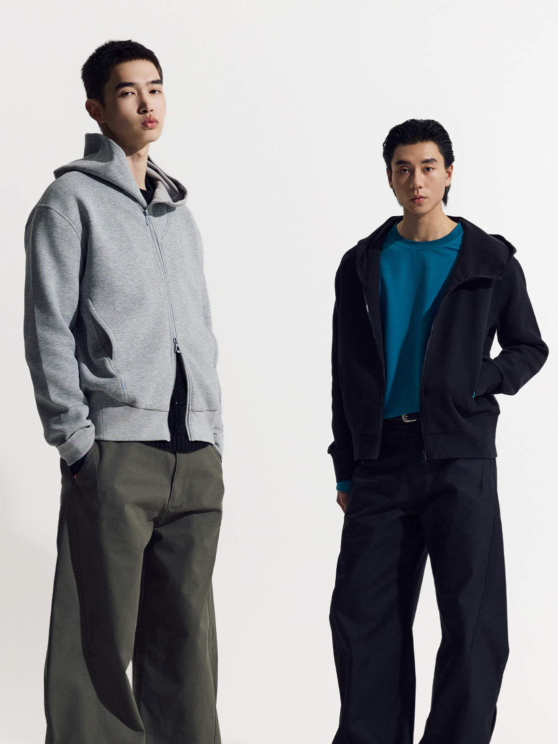 斜めジップ ダンボール素材 パーカー  LOM048