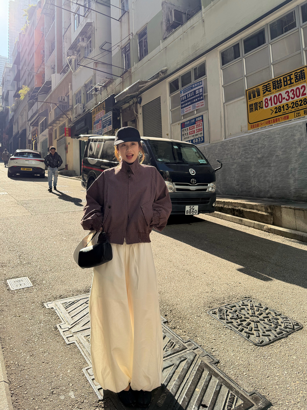 LelyMooch チェック柄スタンドカラーダブルジップブルゾン  LEM318